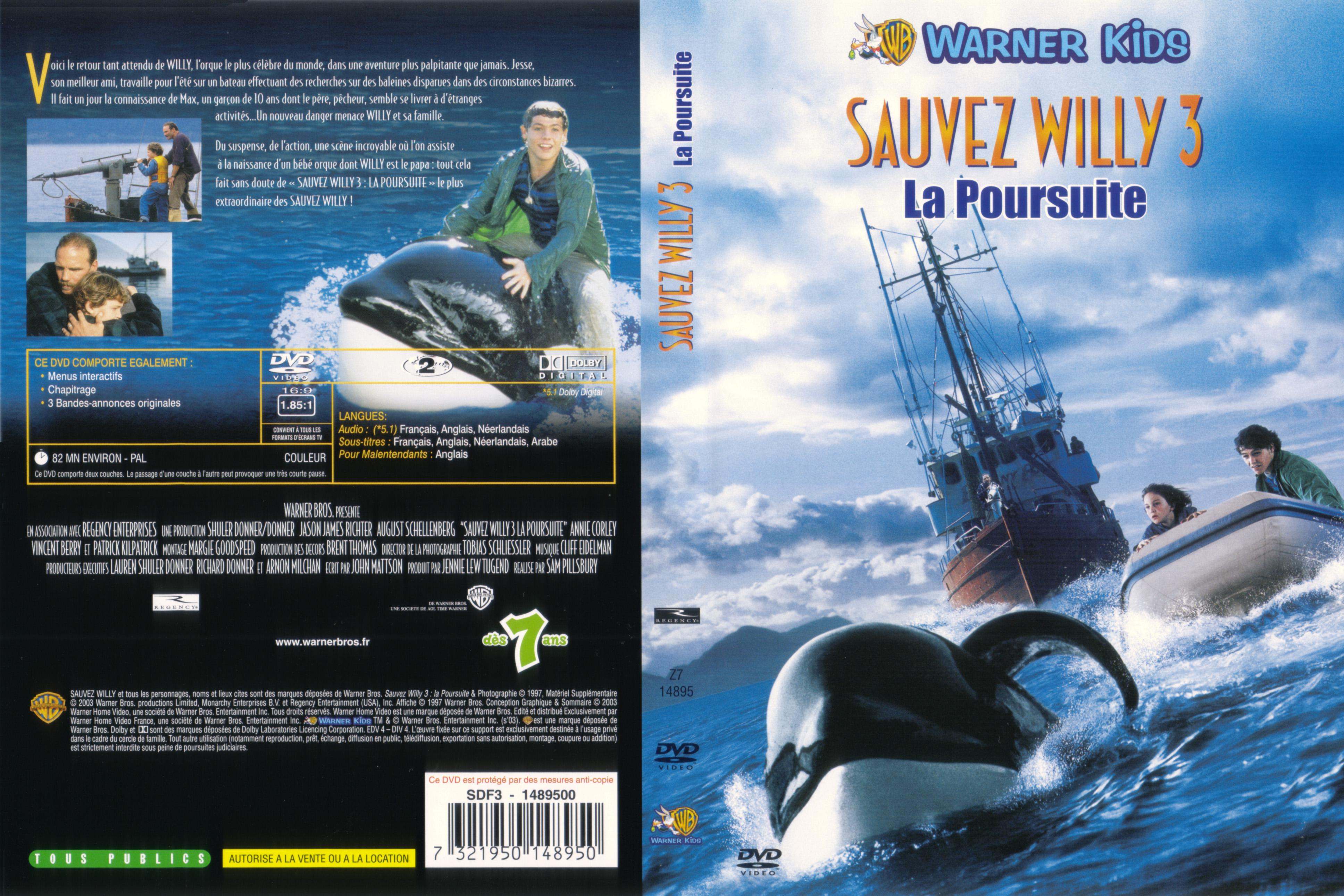 Jaquette DVD Sauvez Willy 3