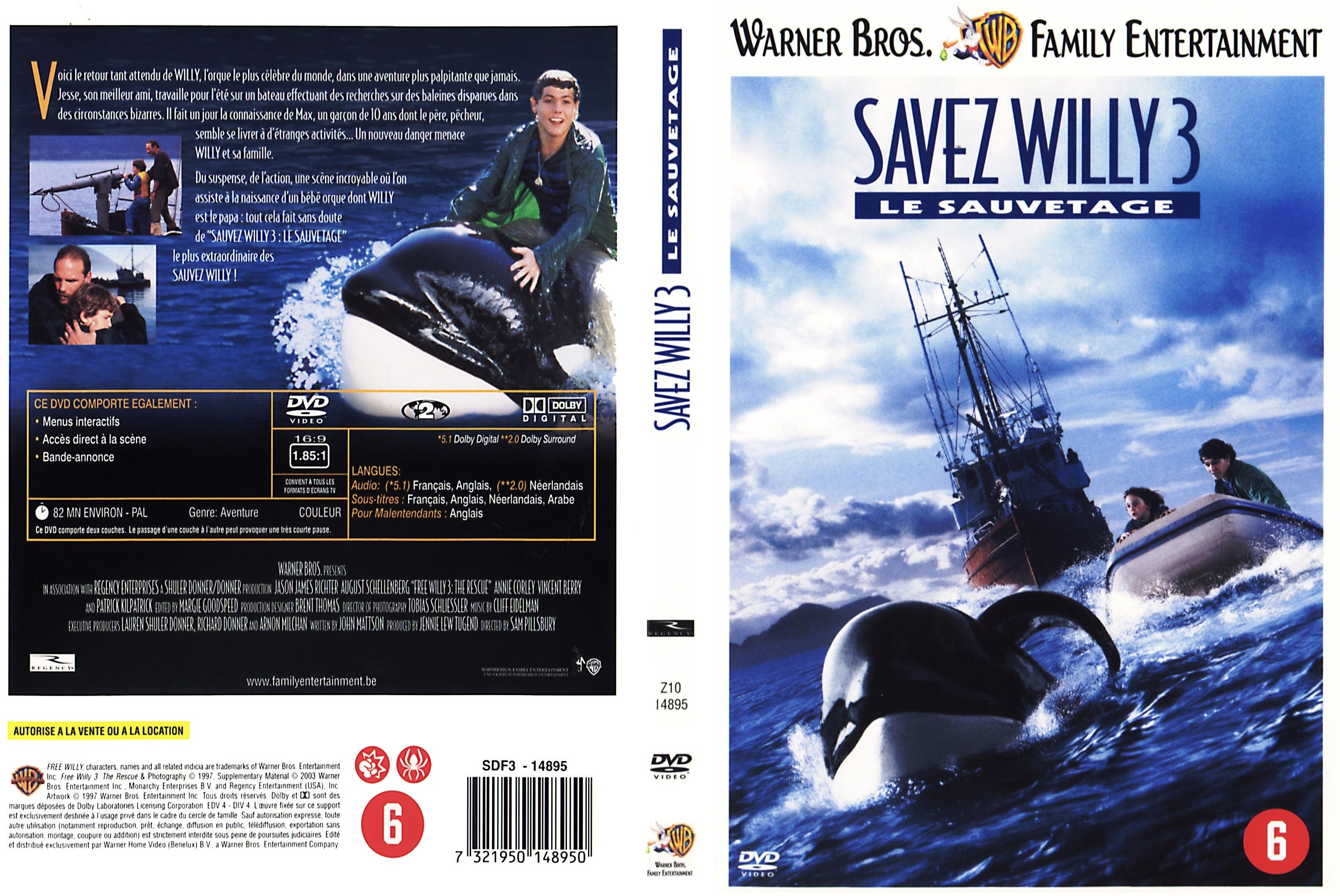 Jaquette DVD Sauvez Willy 3 v2