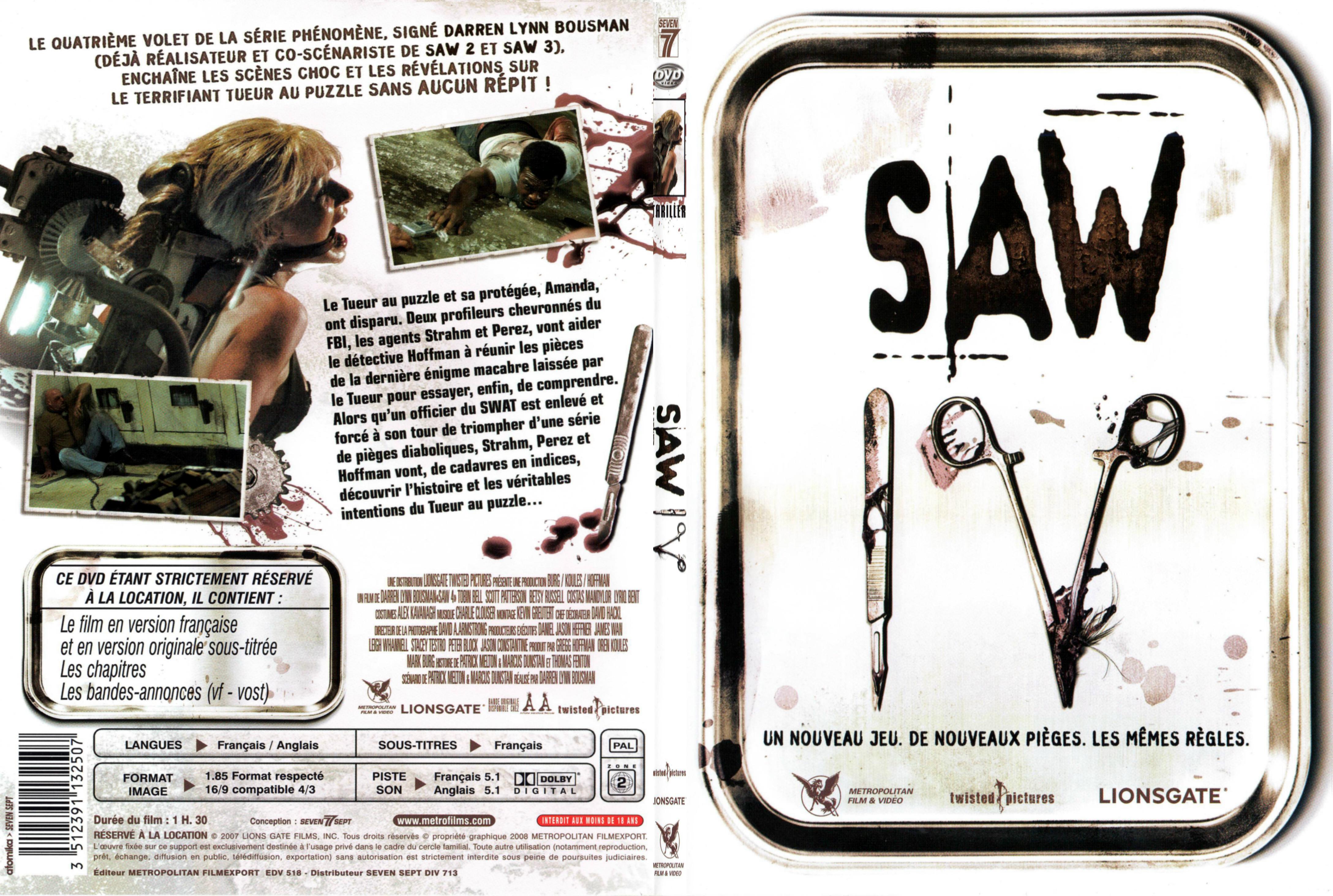 Jaquette DVD Saw 4 - SLIM