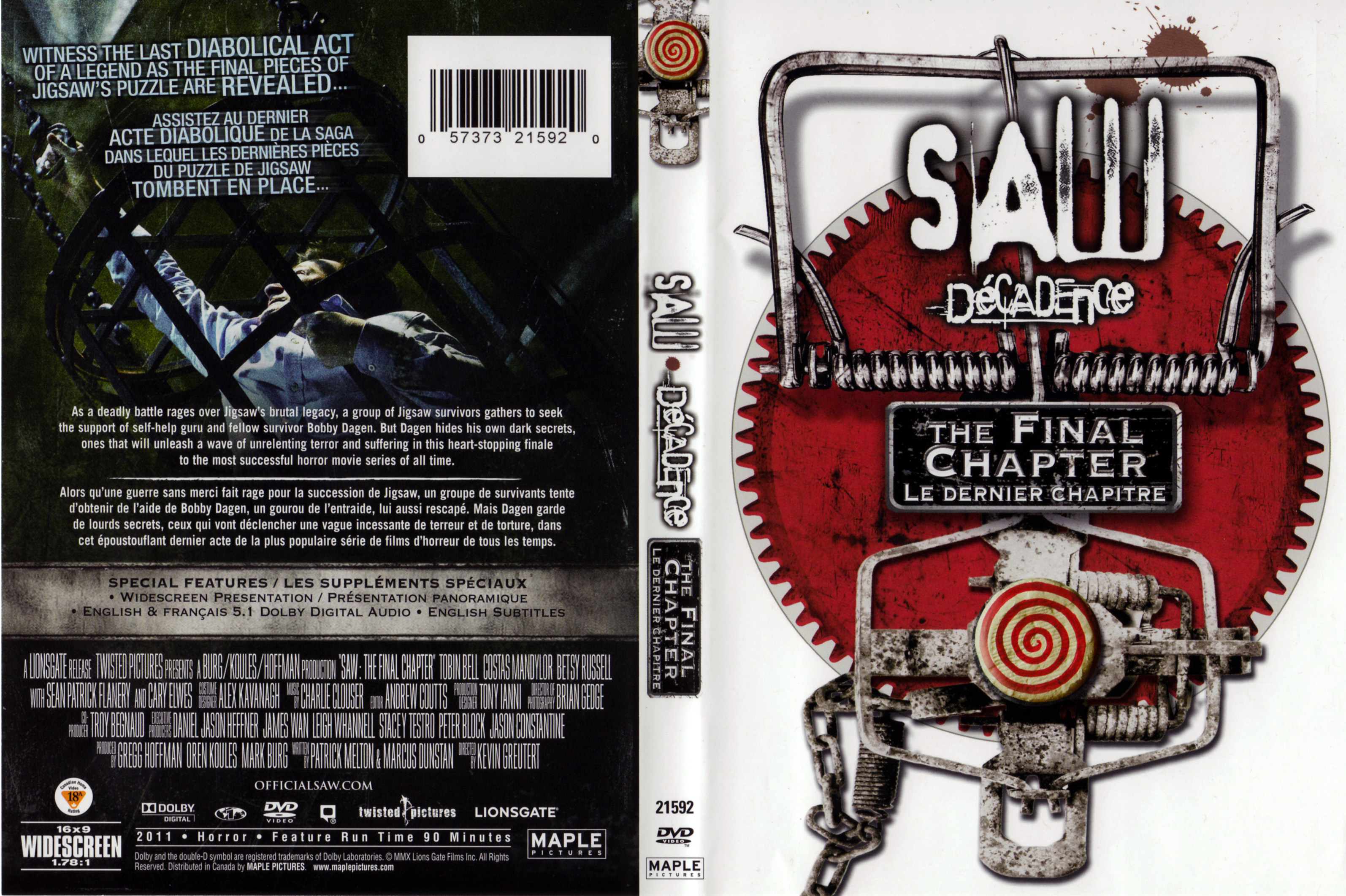 Jaquette DVD Saw The final chapter - Dcadence Le chapitre final (Canadienne)