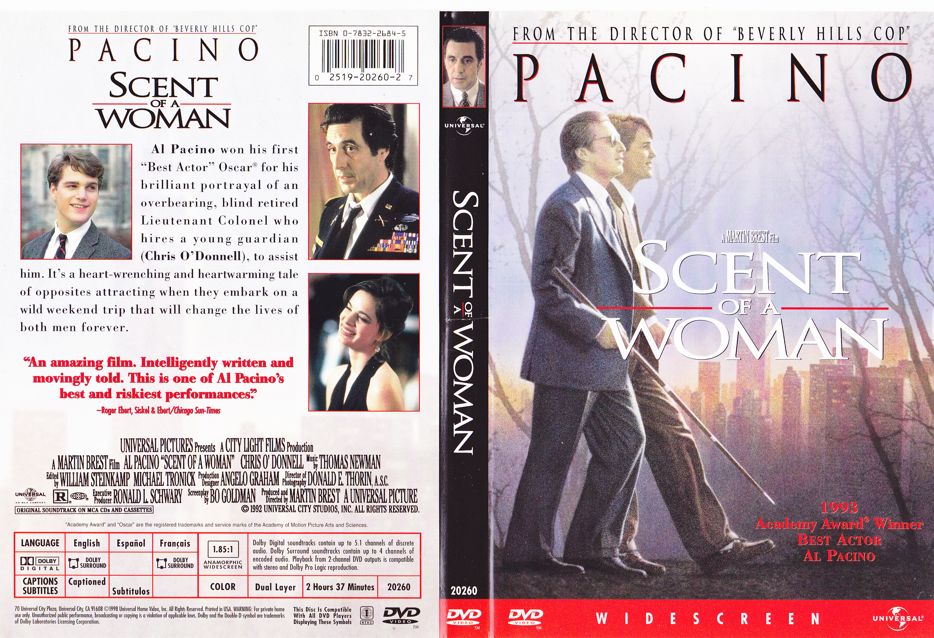 Jaquette DVD Scent of a woman - Parfum de femme (Canadienne)