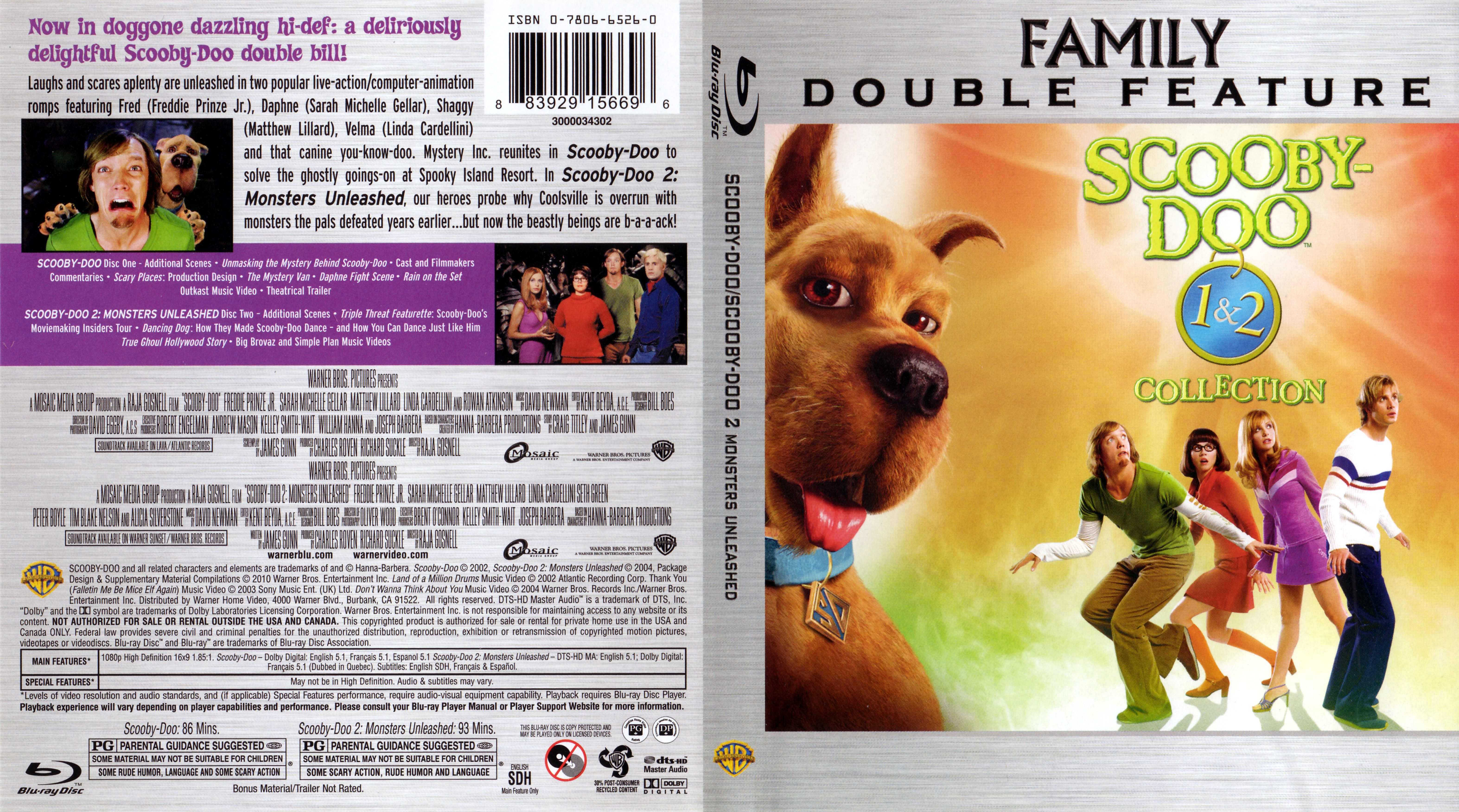 Jaquette DVD Scooby doo 1 et 2 Zone 1 (BLU-RAY)