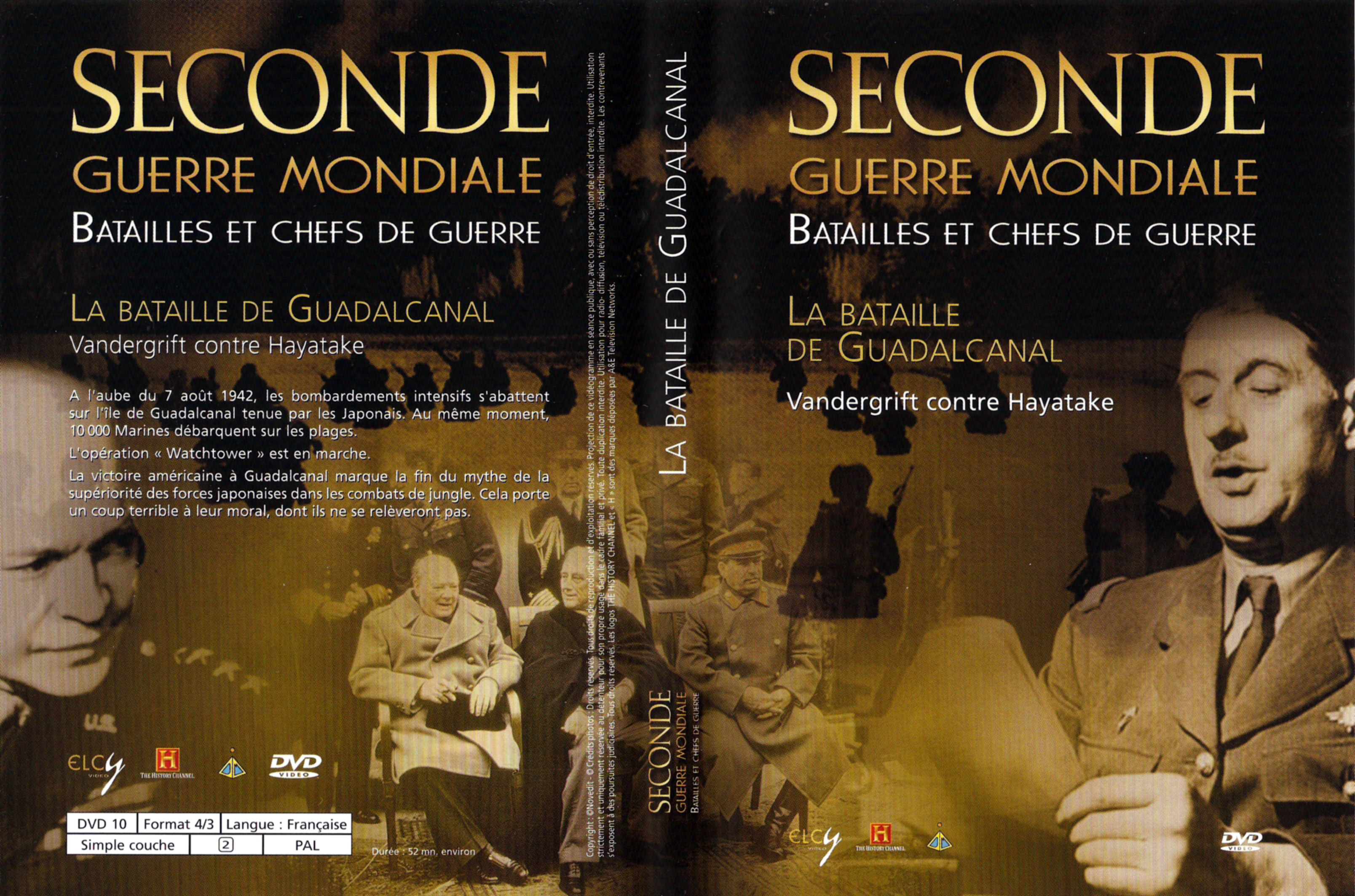 Jaquette DVD Seconde guerre mondiale batailles et chefs de guerre -La bataille de Guadalcanal