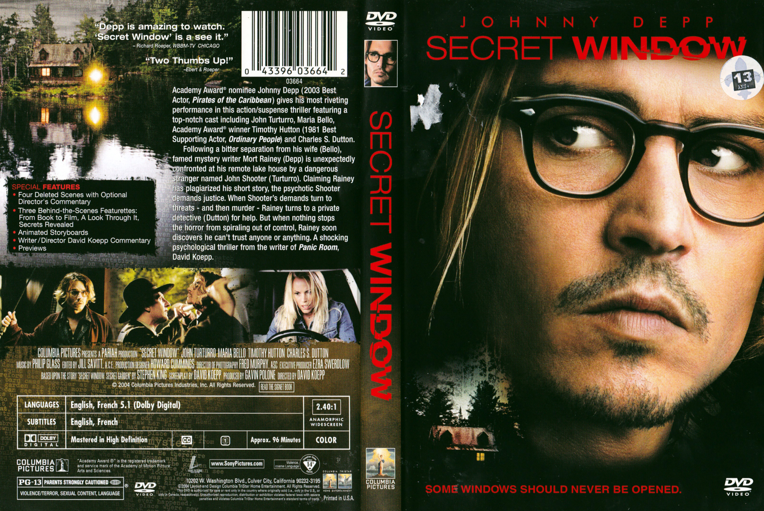 Jaquette DVD Secret window (Canadienne)