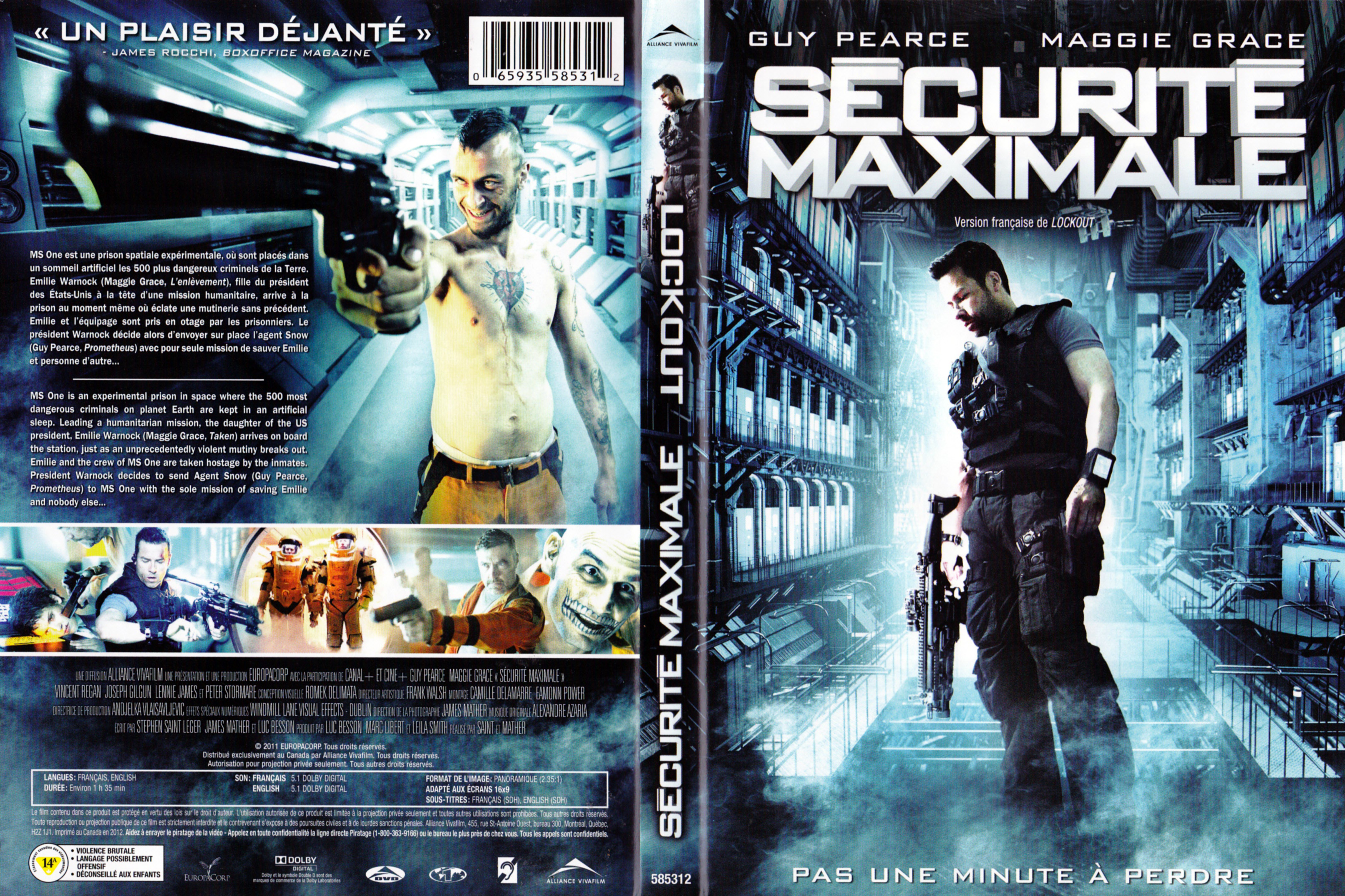 Jaquette DVD Scurit Maximale - Lockout (Canadienne)