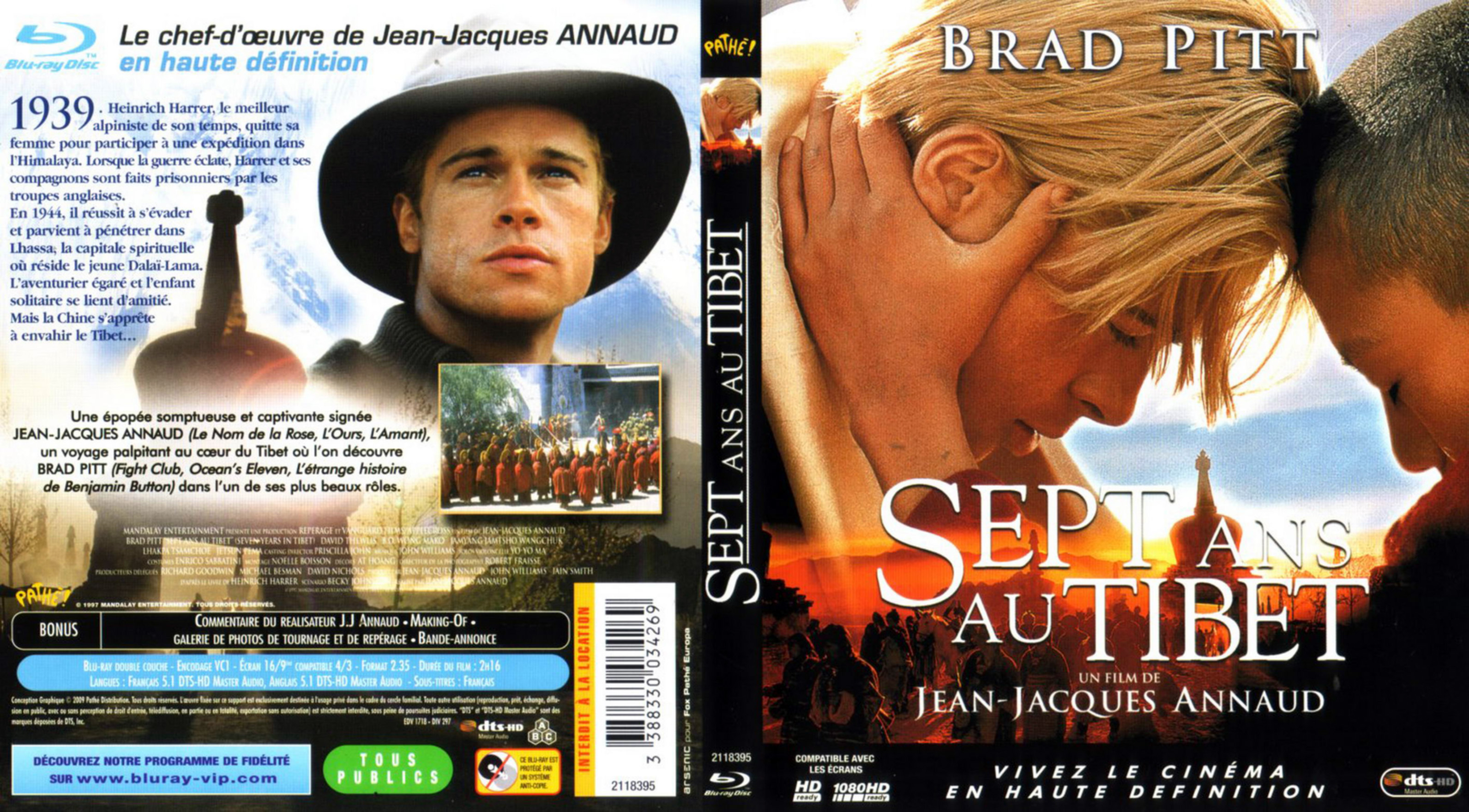 Jaquette DVD Sept ans au Tibet (BLU-RAY)