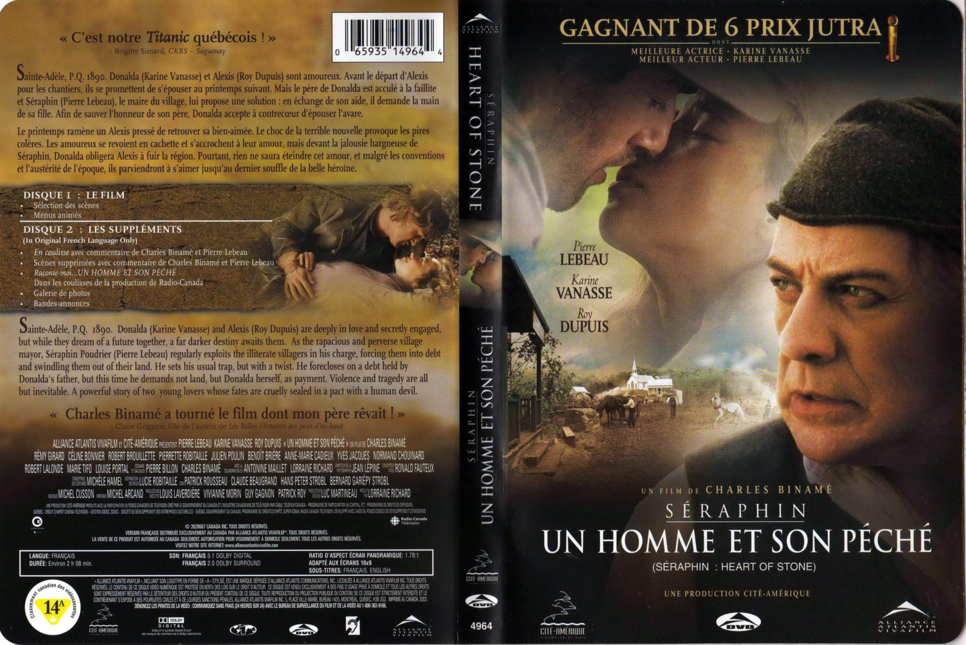 Jaquette DVD Seraphin un homme et son peche (Canadienne)