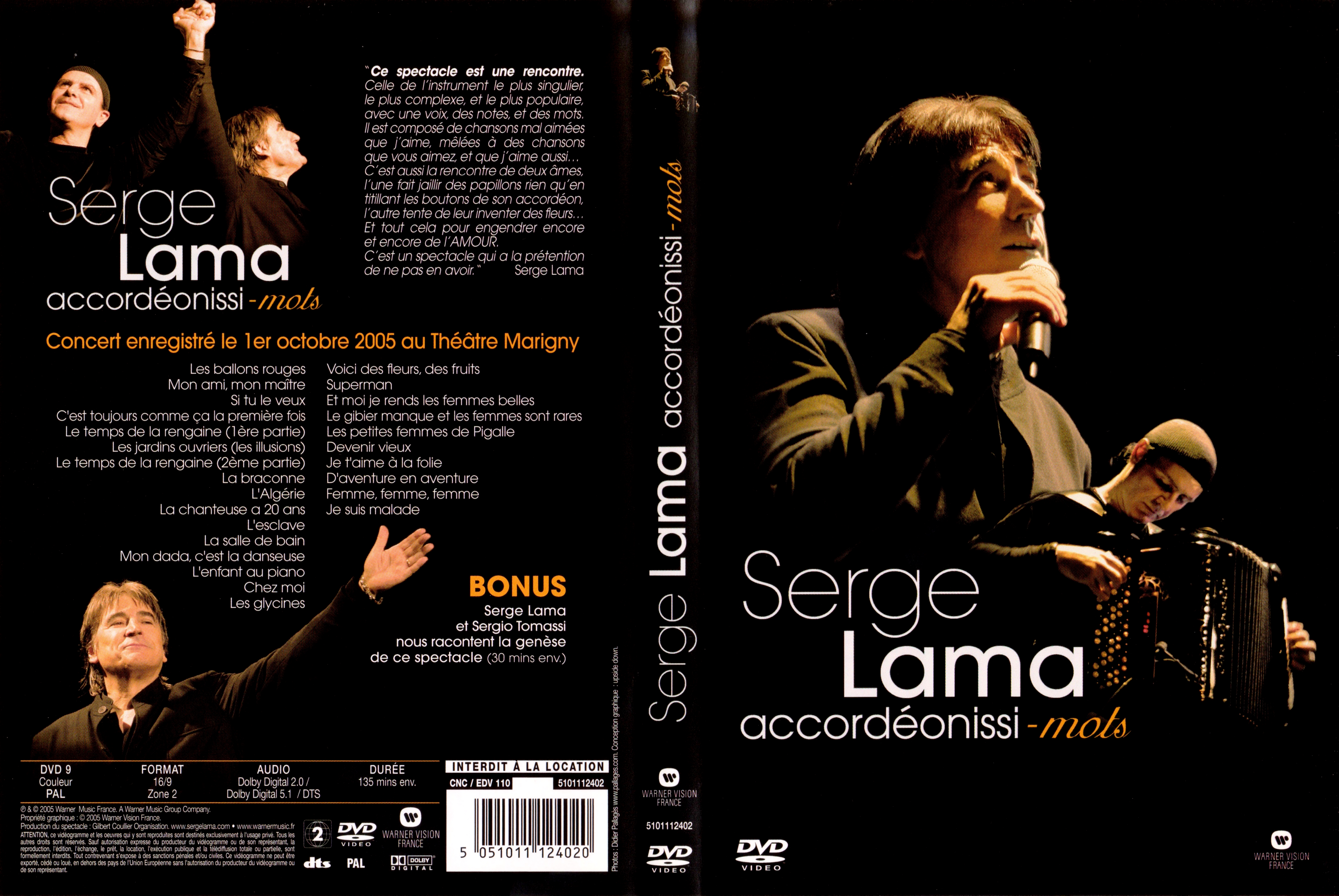 Jaquette DVD Serge Lama Accordeonissi-mots