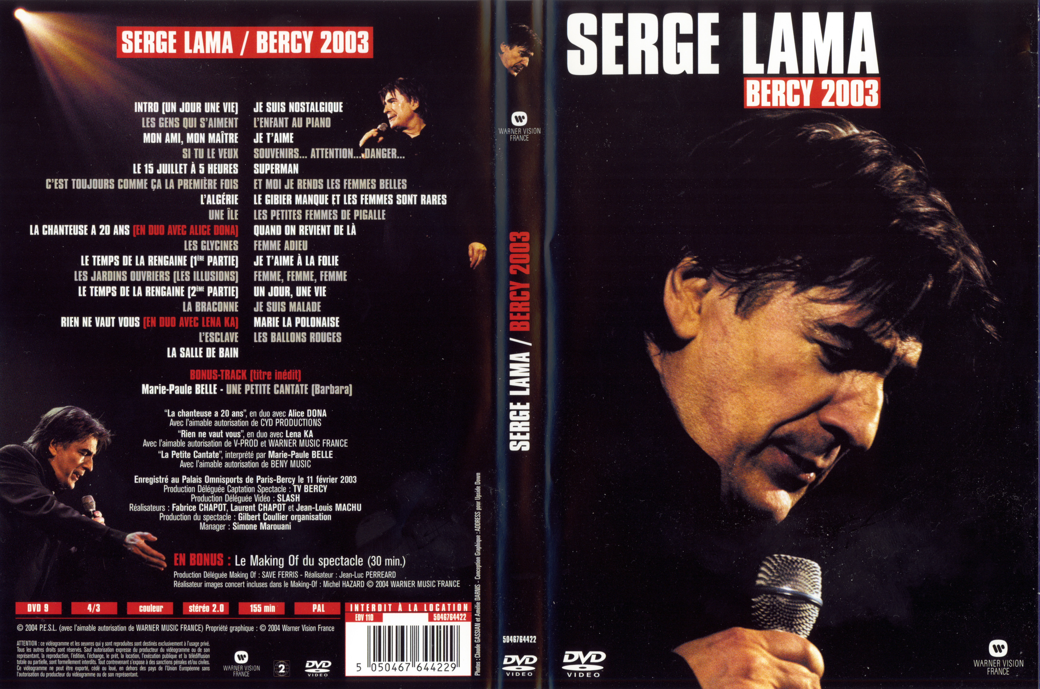 Jaquette DVD Serge Lama Bercy 2003