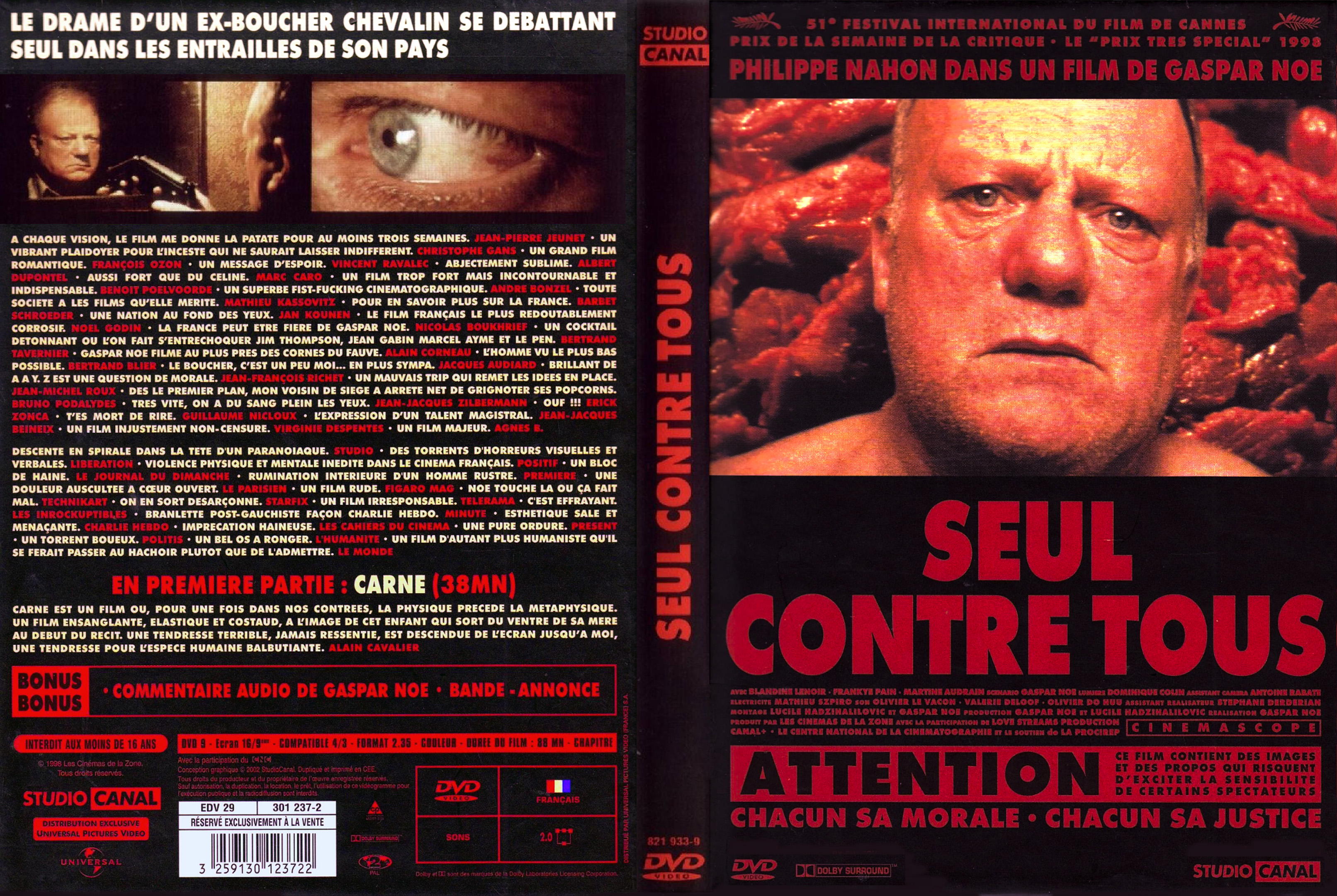 Jaquette DVD Seul contre tous (1998) custom