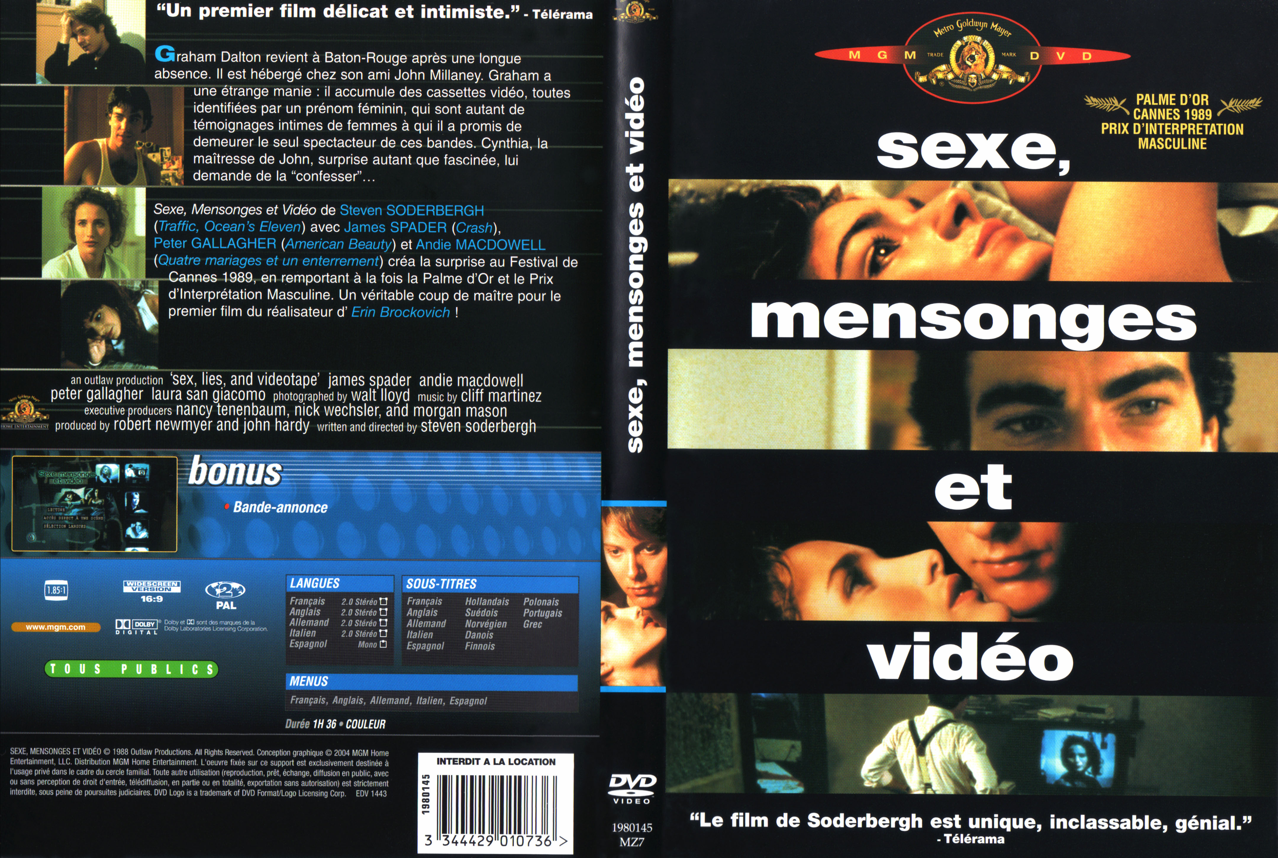 Jaquette DVD Sexe mensonges et video