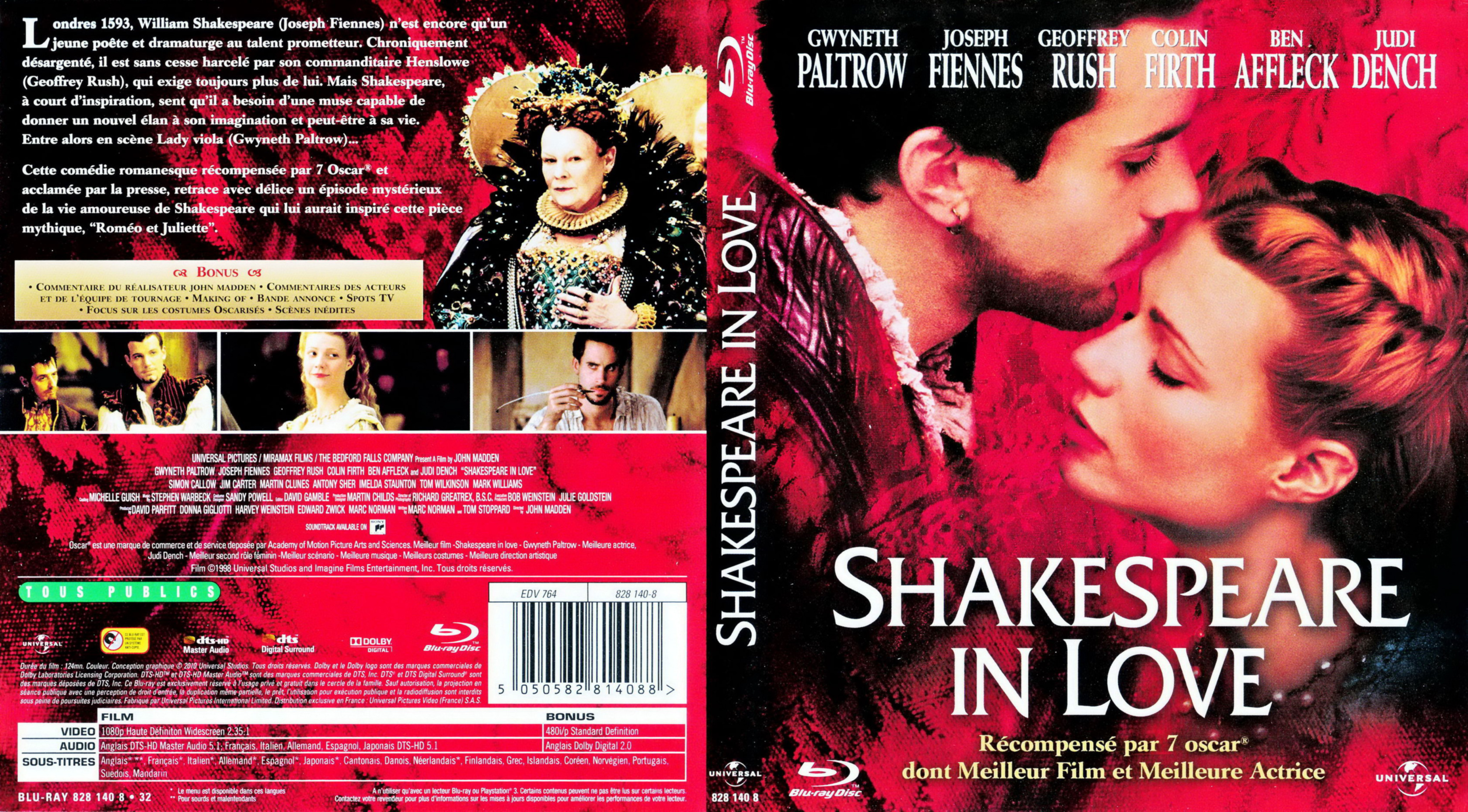 Jaquette DVD Shakespeare in love (BLU-RAY)