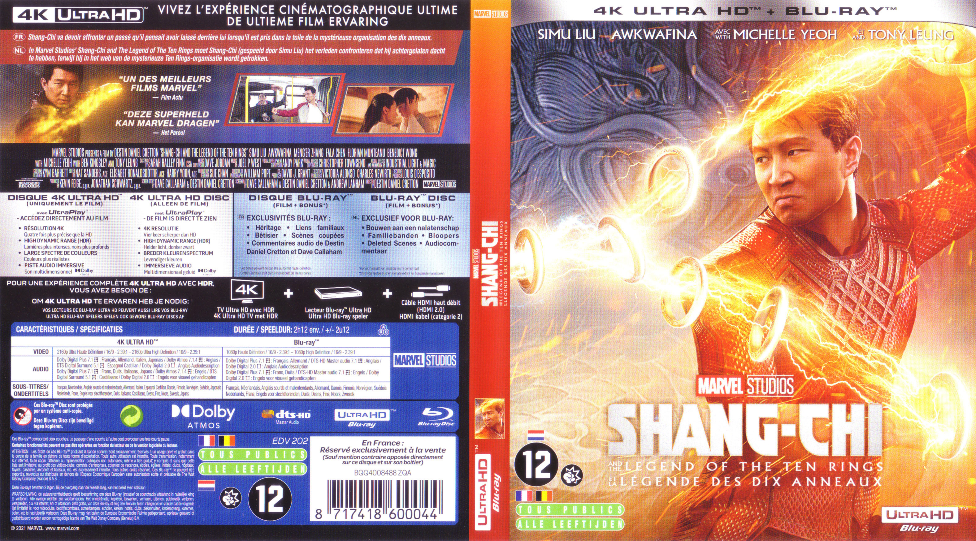 Jaquette DVD Shang-Chi et la lgende des dix anneaux 4K (BLU-RAY)