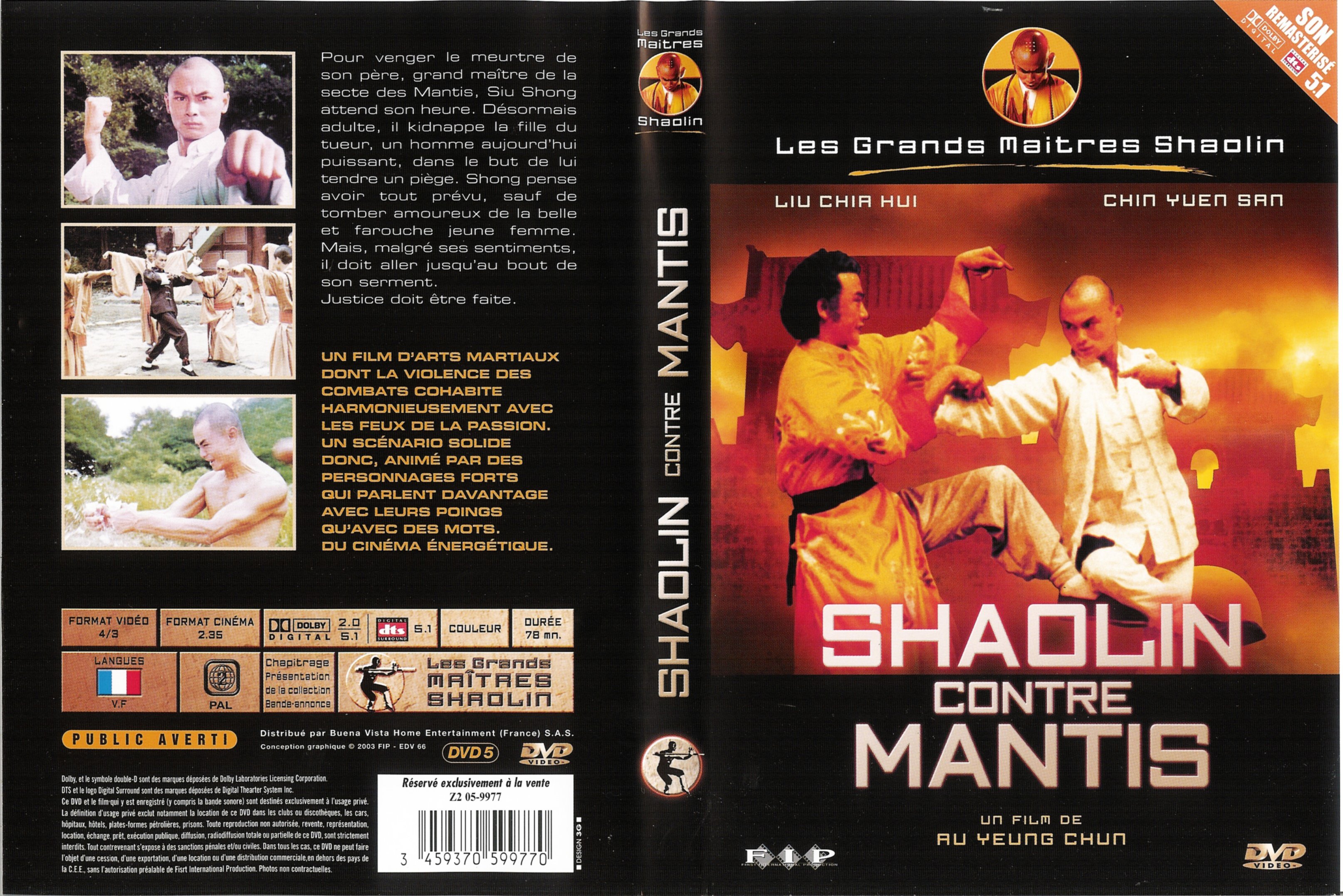 Jaquette DVD Shaolin contre mantis