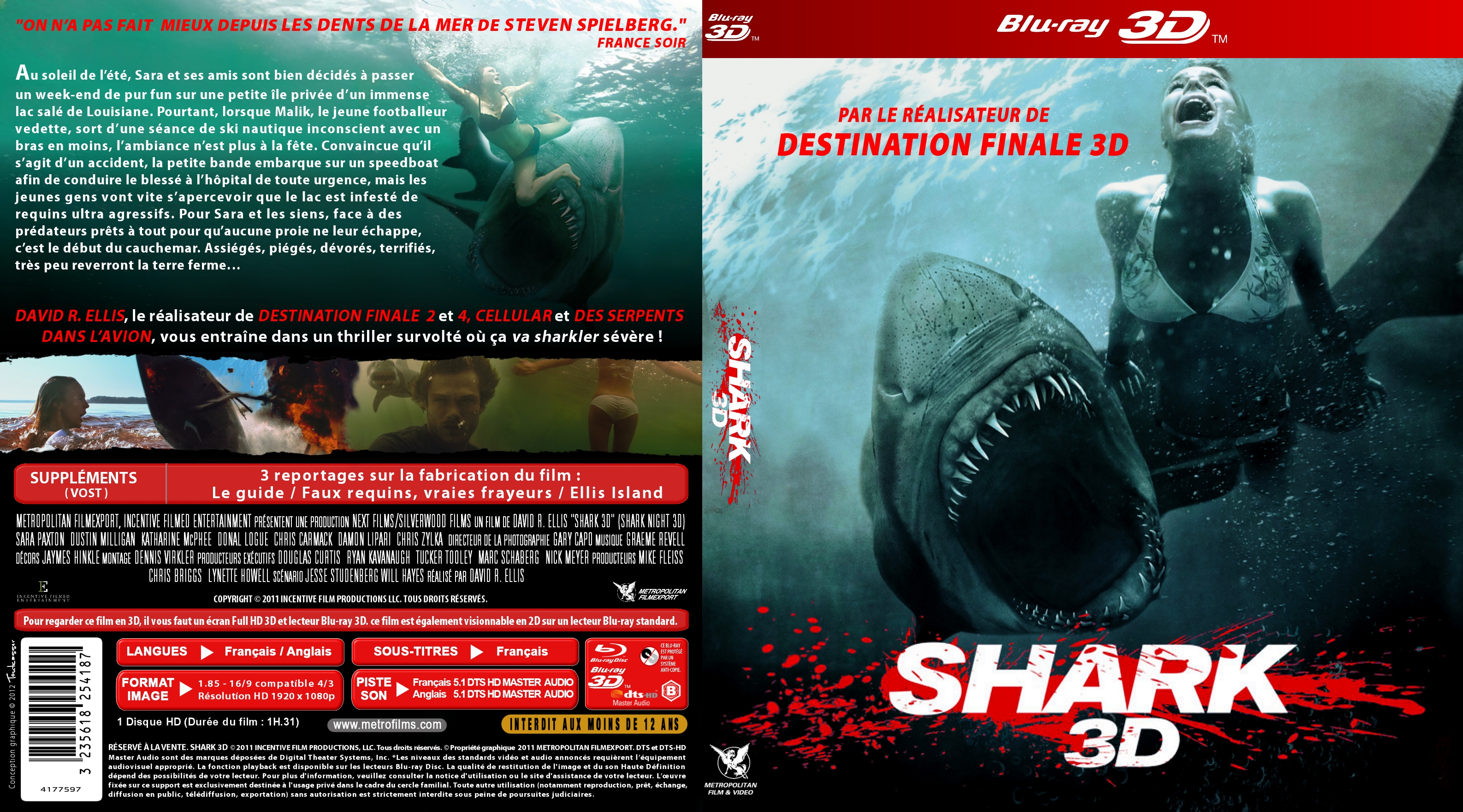 Jaquette DVD de Shark 3D custom (BLU-RAY) - Cinéma Passion