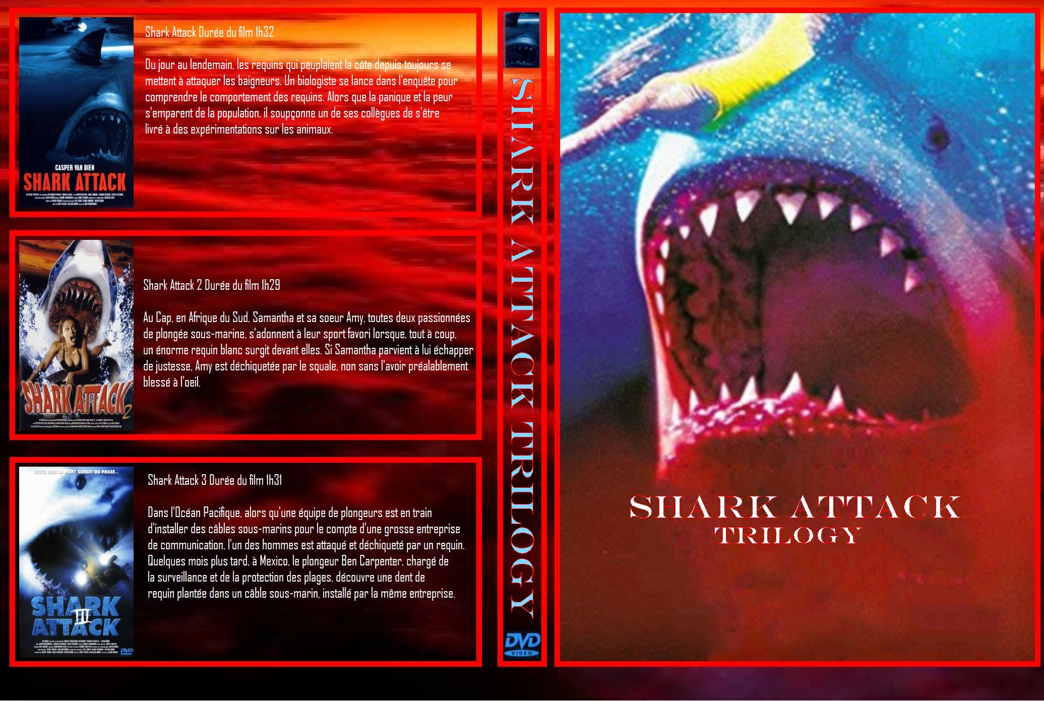 Jaquette DVD Shark Attack Trilogie custom