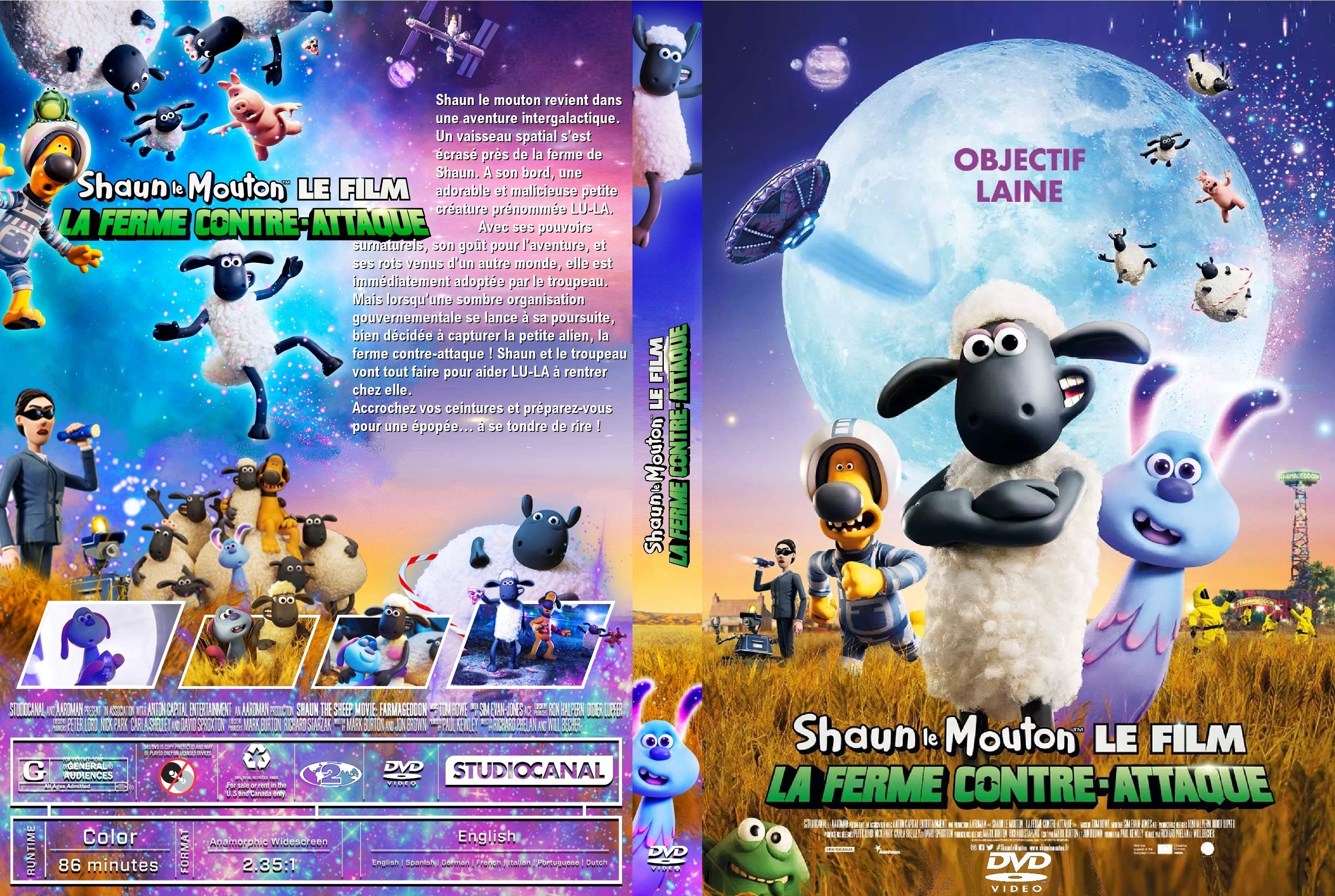 Jaquette DVD Shaun le Mouton Le Film La  Ferme Contre-Attaque custom