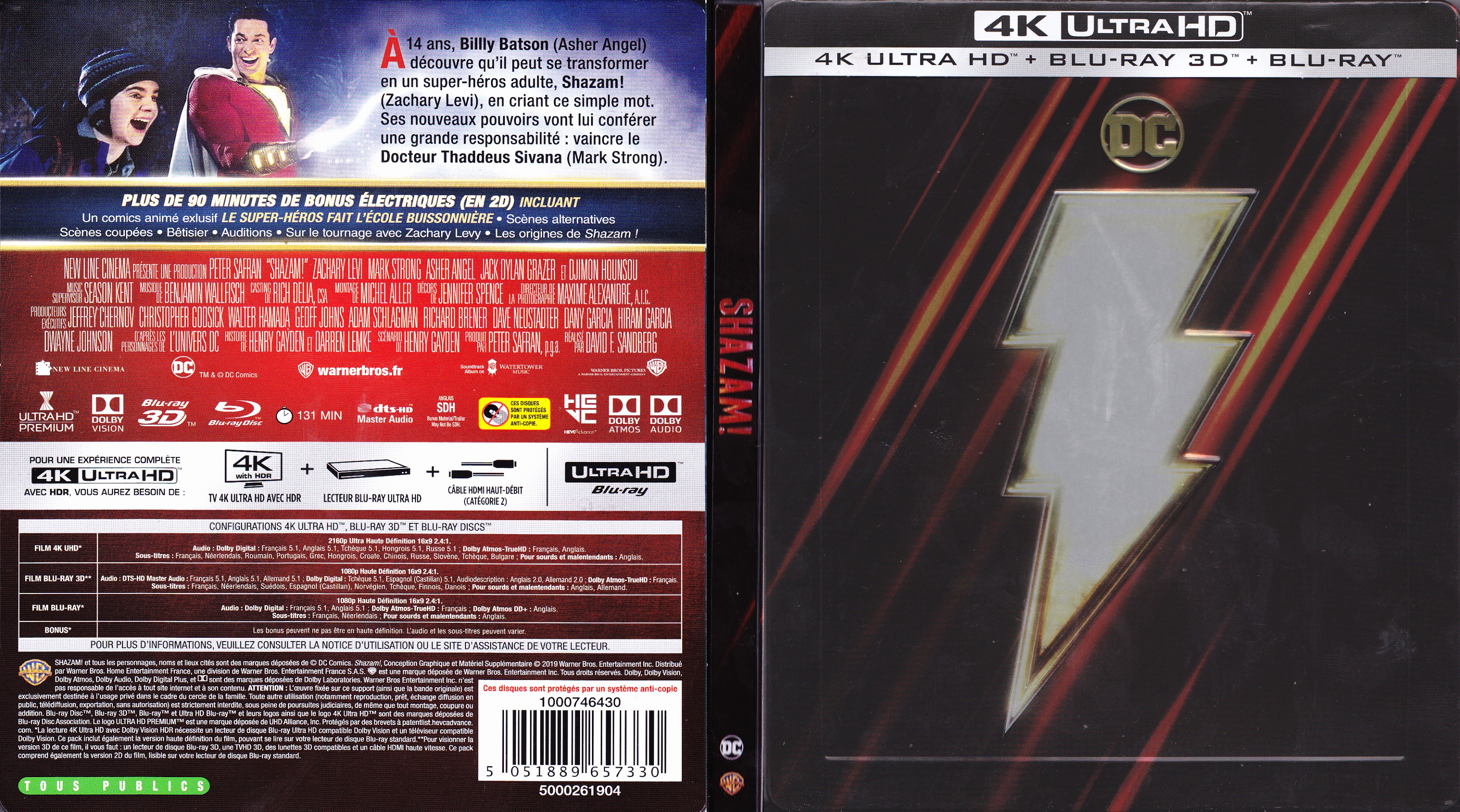 Jaquette DVD Shazam 4K (BLU-RAY)