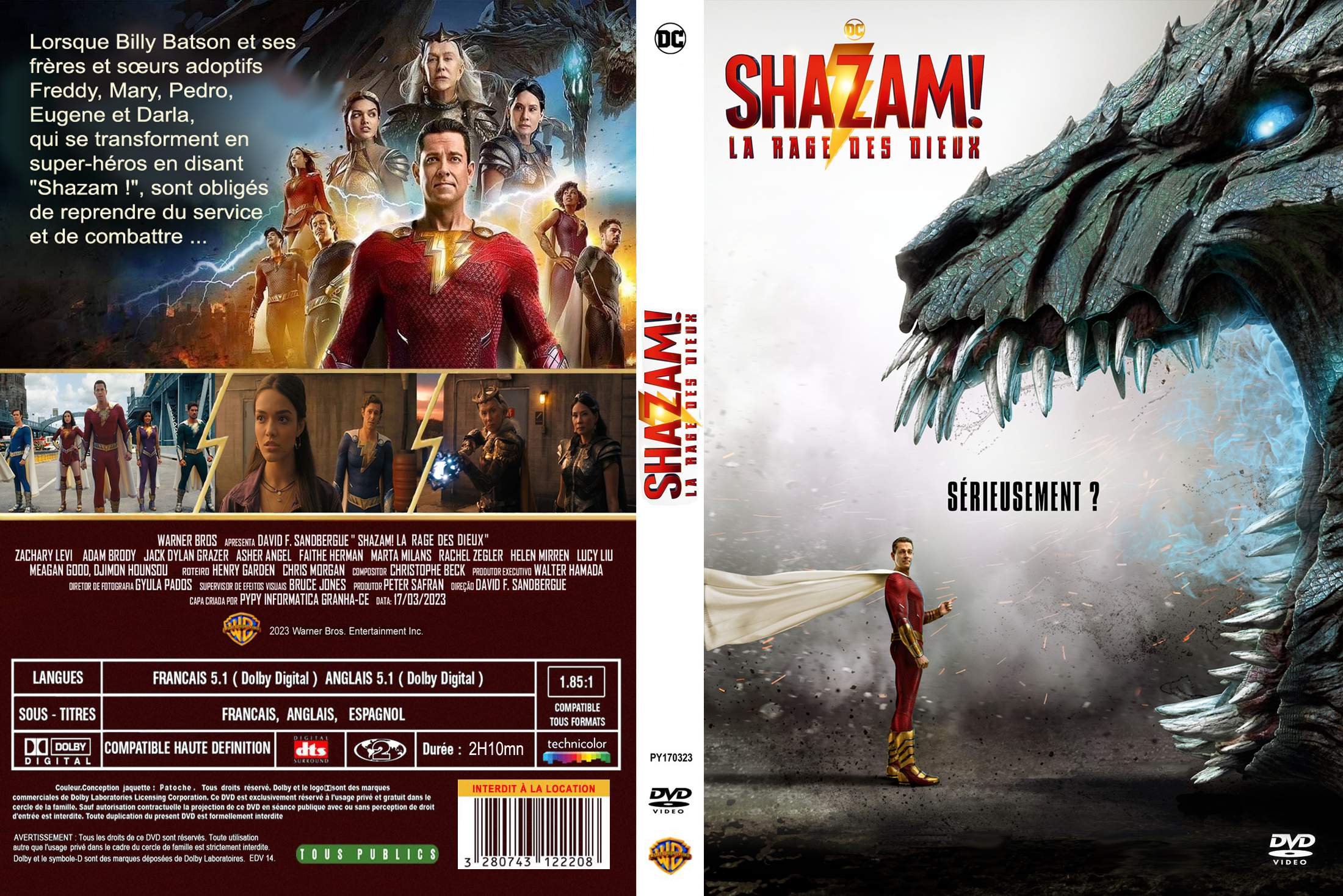 Jaquette DVD Shazam La Rage des Dieux custom