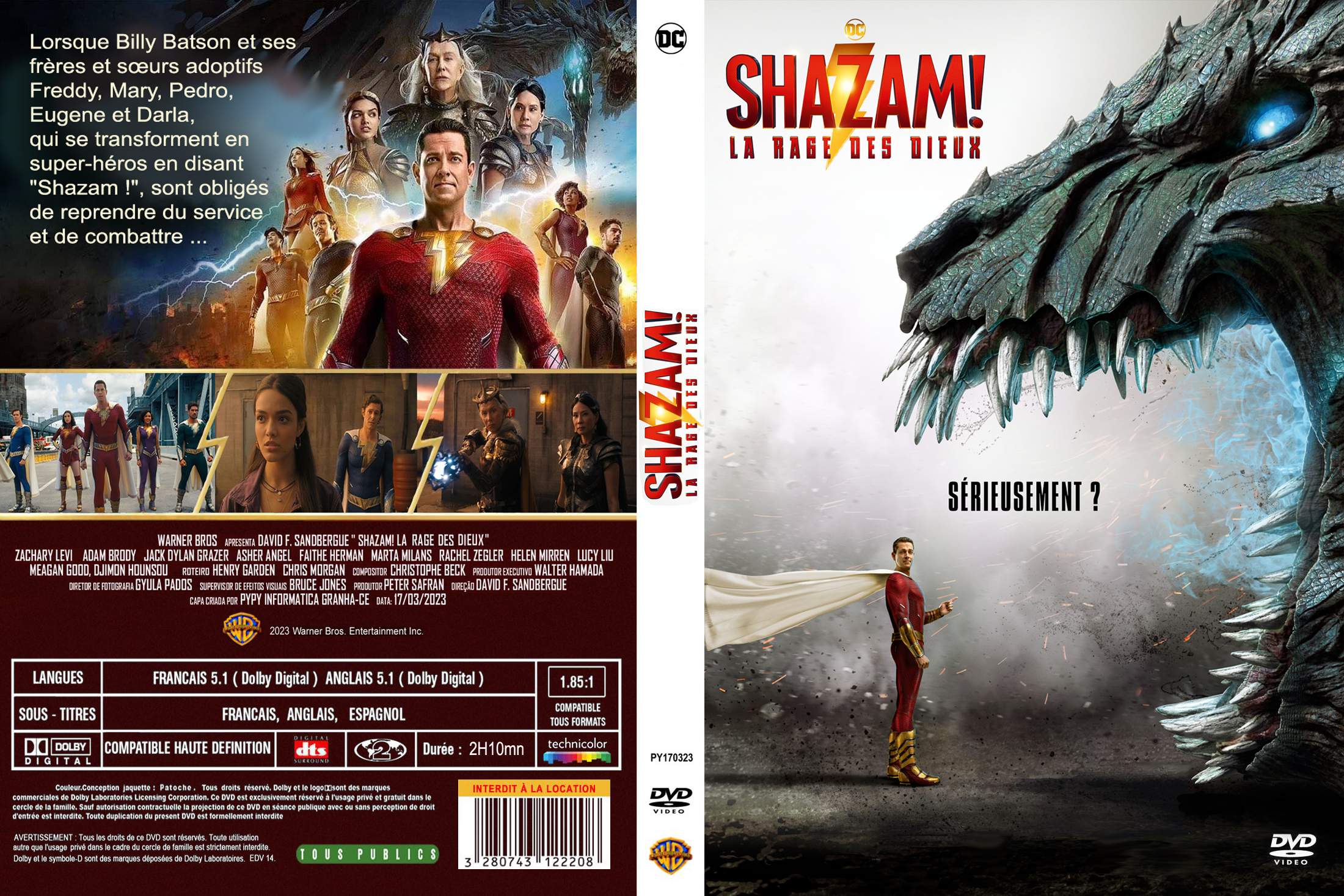 Jaquette DVD Shazam La Rage des Dieux custom