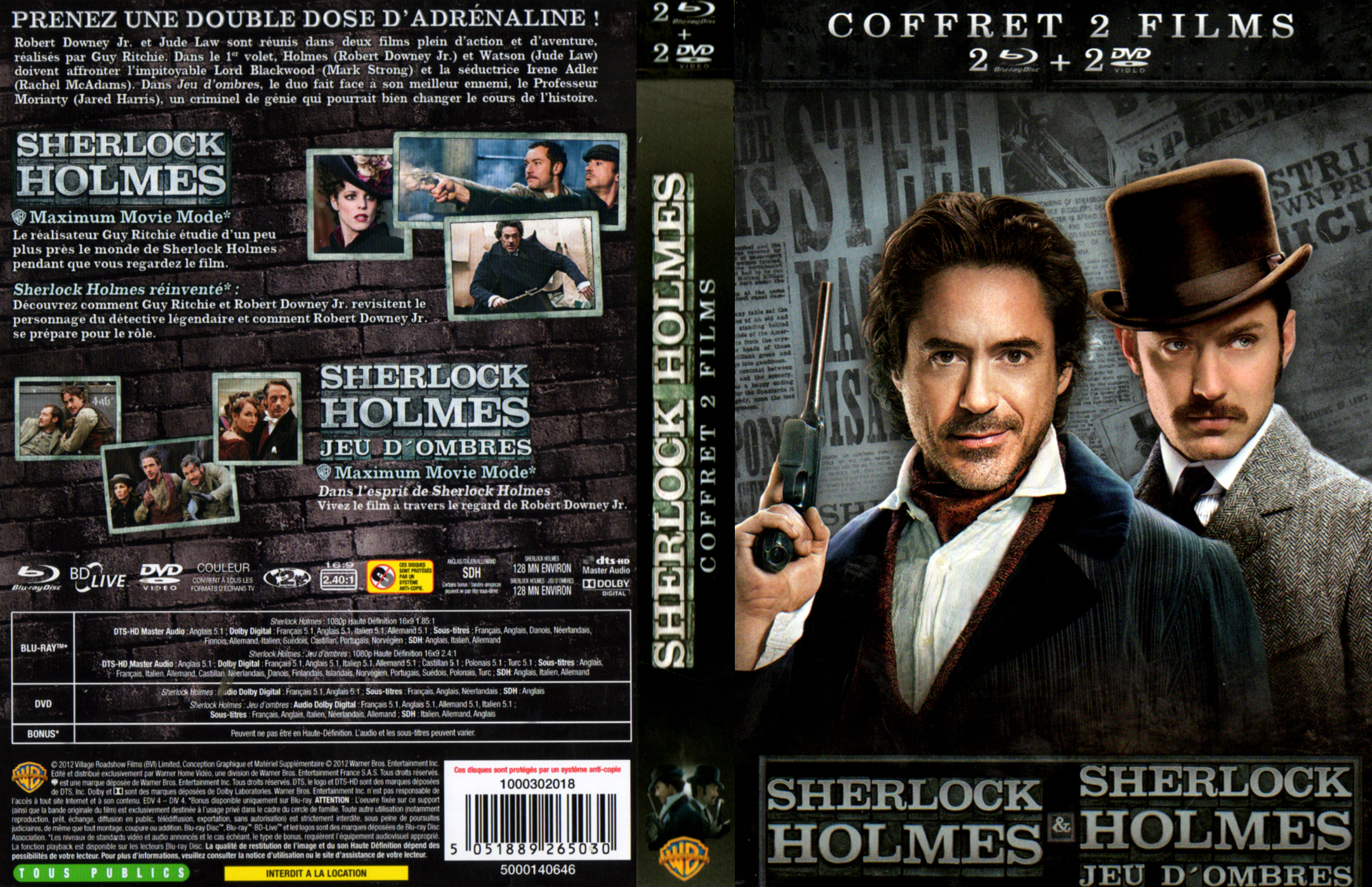Jaquette DVD Sherlock Holmes + Sherlock Holmes 2 Jeu d