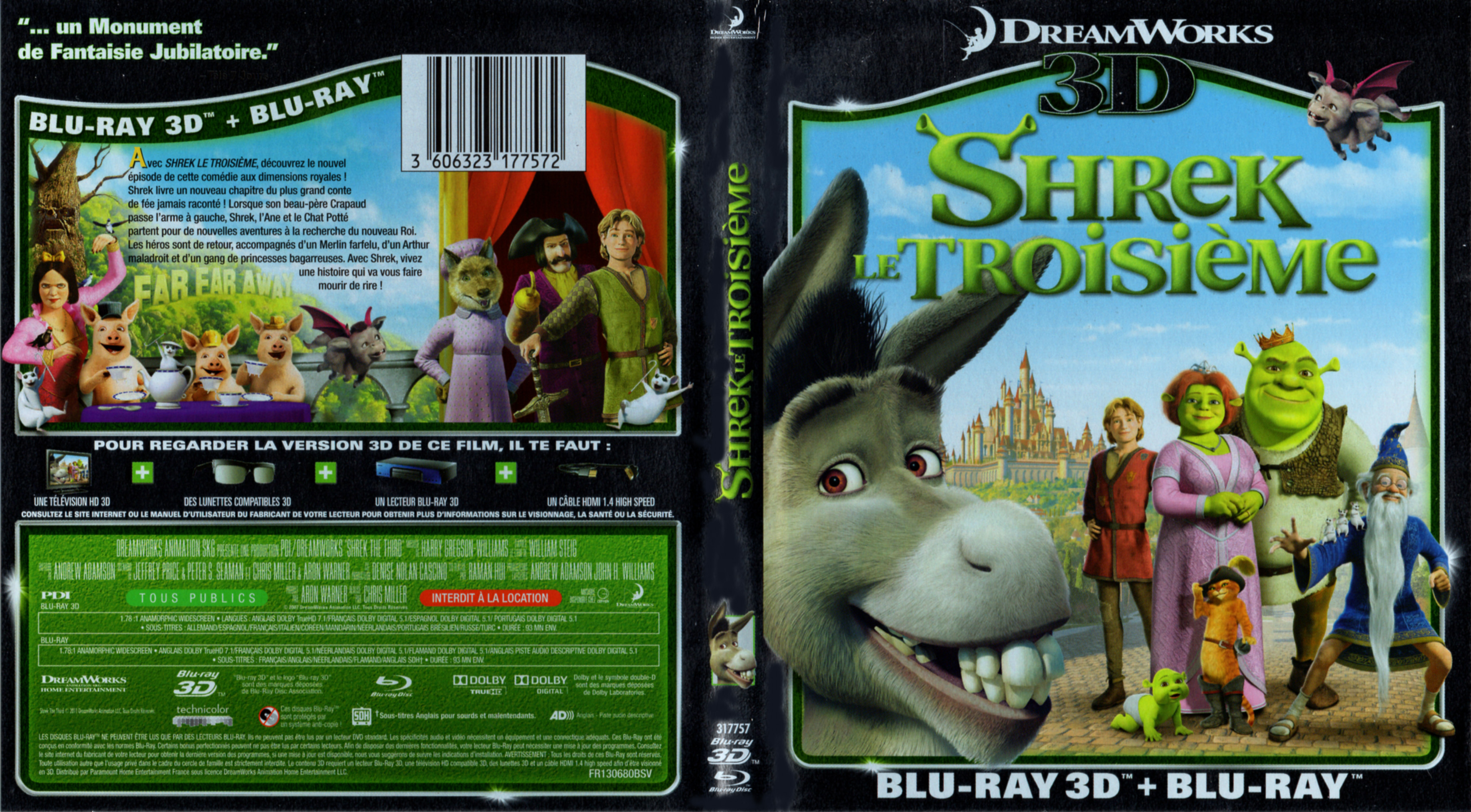 Jaquette DVD Shrek 3 3D (BLU-RAY)