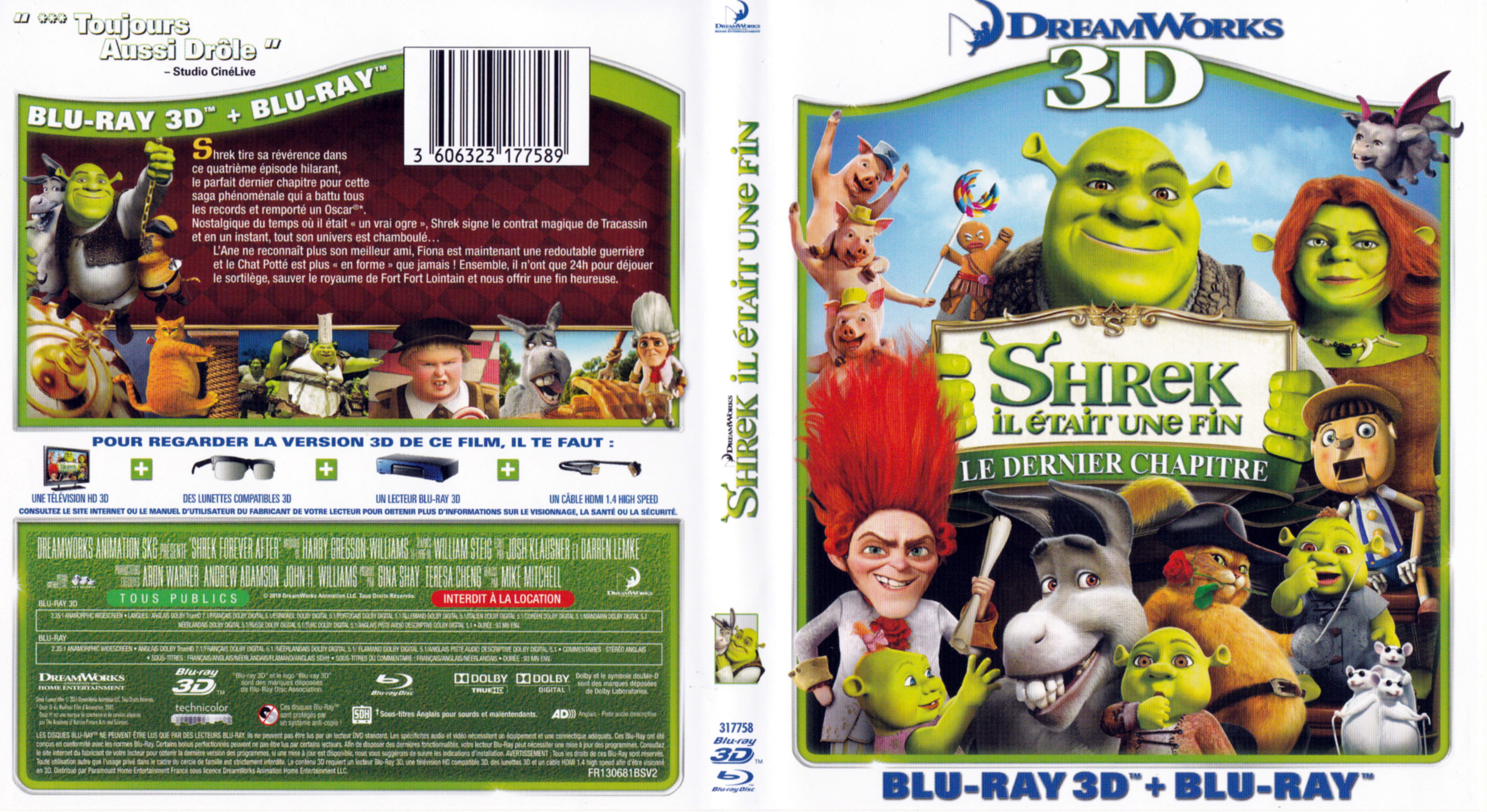 Jaquette DVD Shrek 4 3D (BLU-RAY)