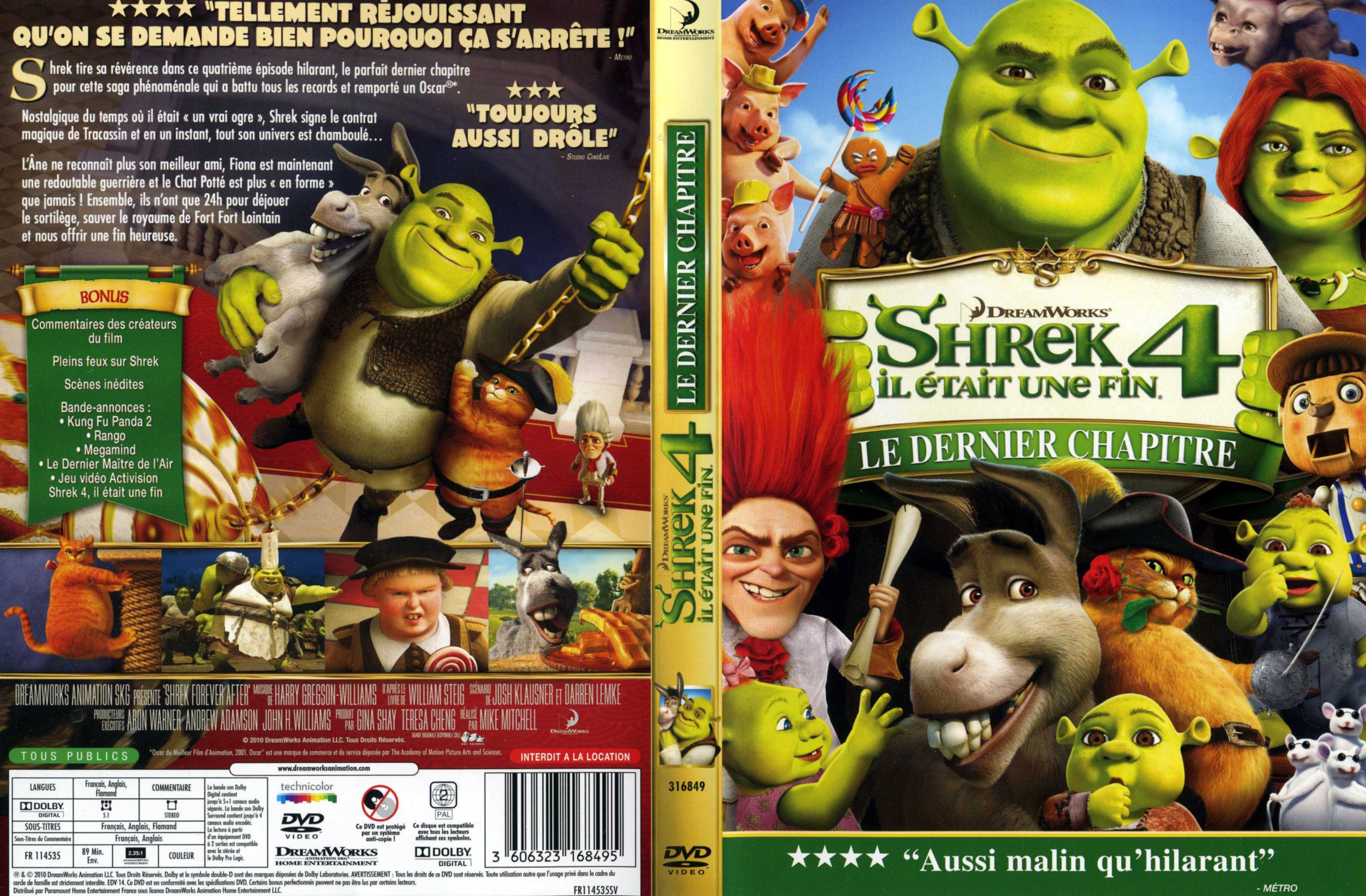 Jaquette DVD Shrek 4 il tait une fin