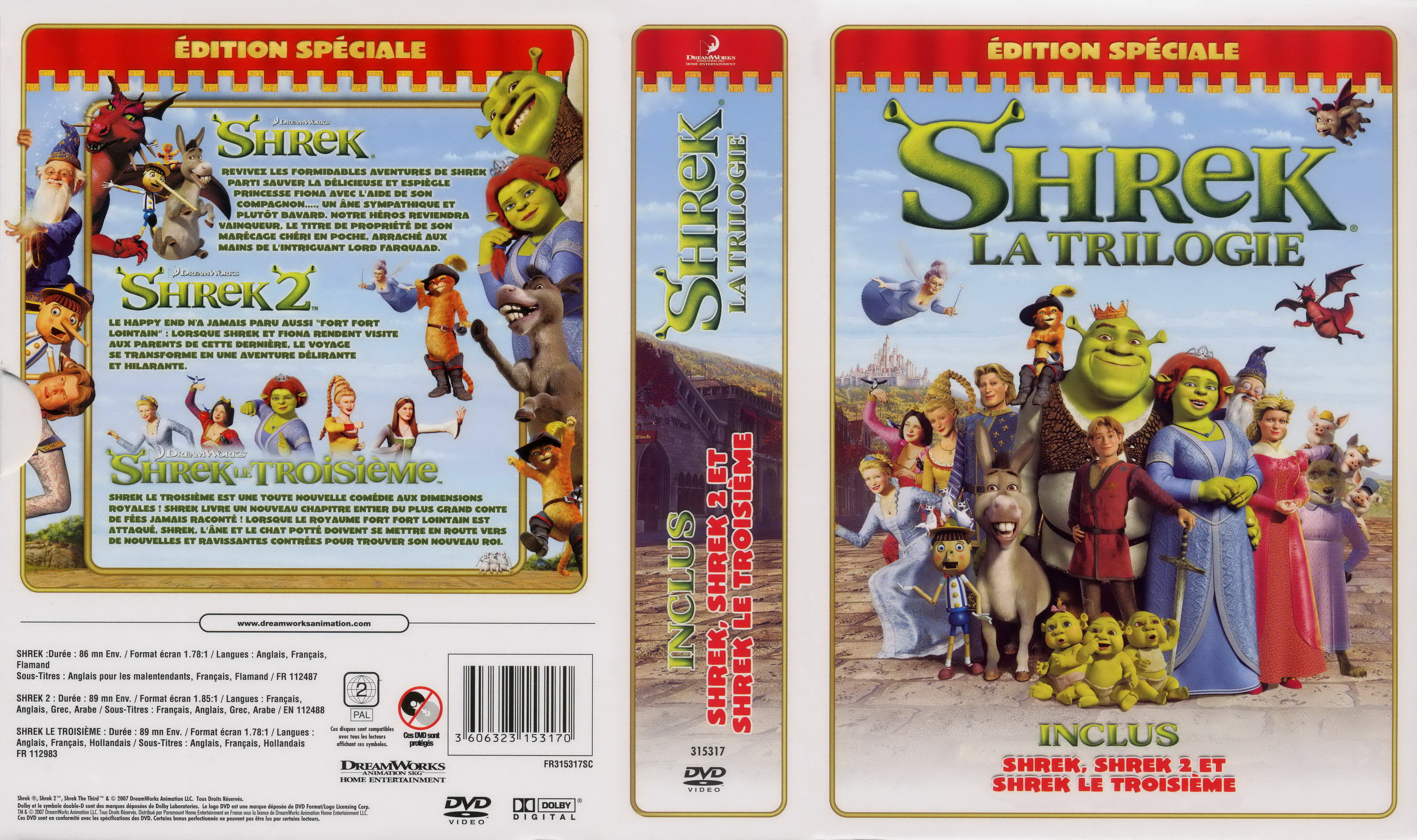 Jaquette DVD Shrek Triologie COFFRET