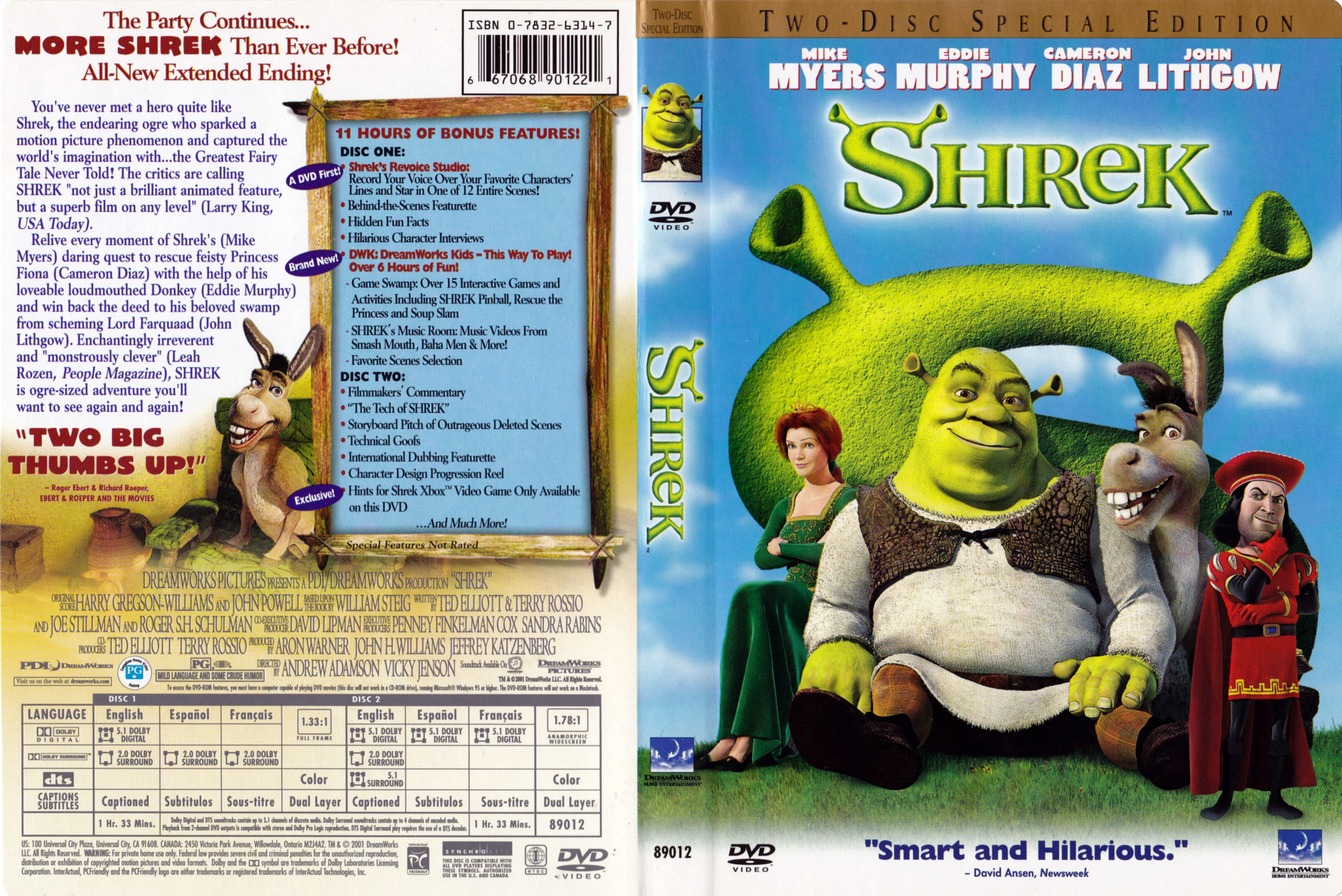 Jaquette DVD Shrek (Canadienne)