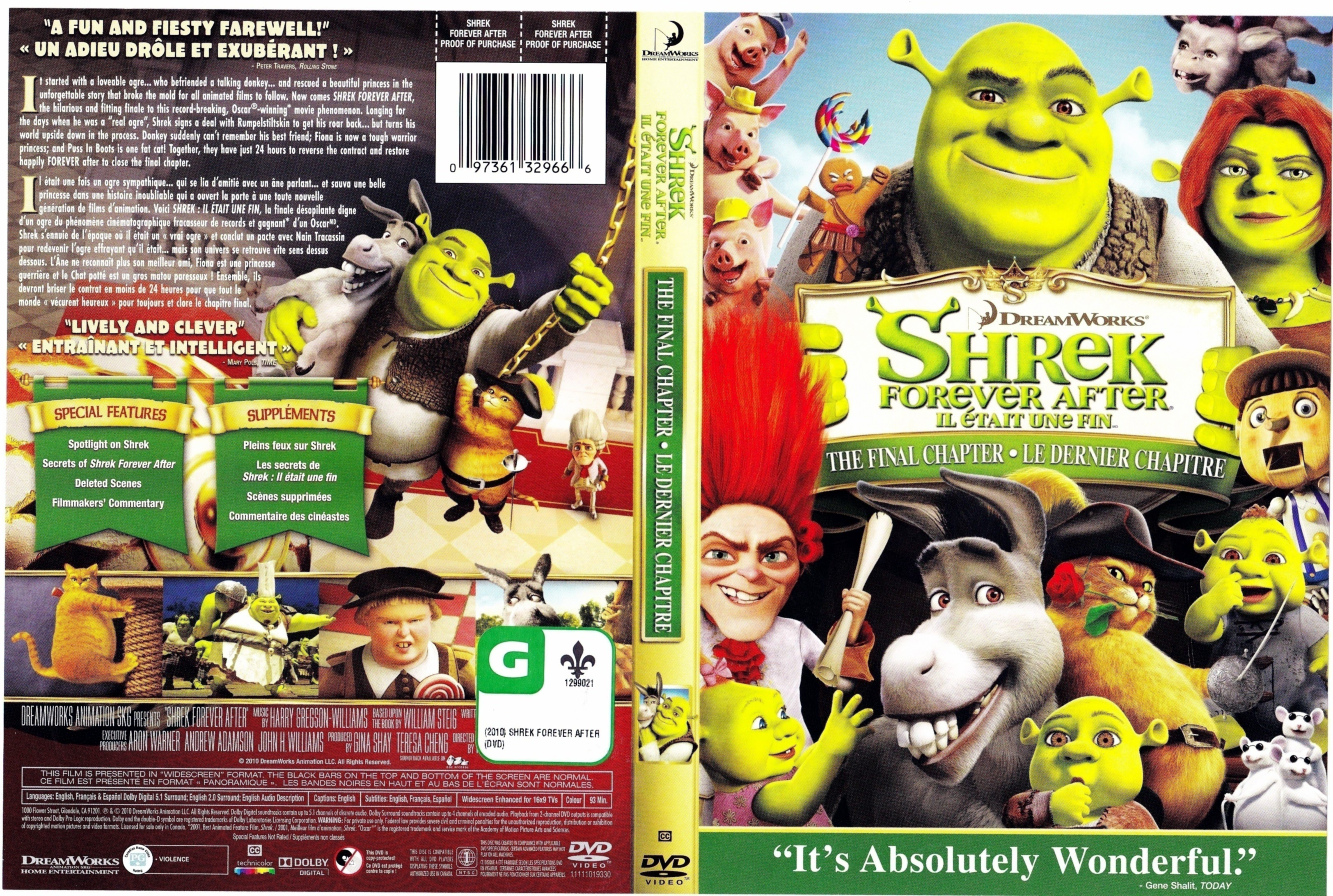 Jaquette DVD Shrek il tait une fin - Shrek forever after (Canadienne)