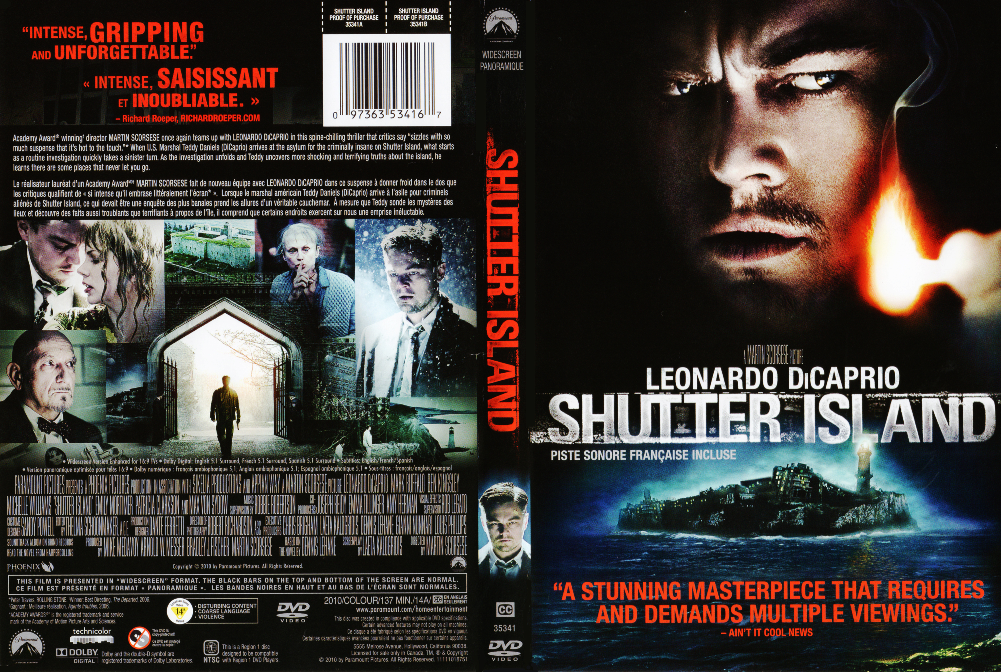 Jaquette DVD Shutter Island (Canadienne)