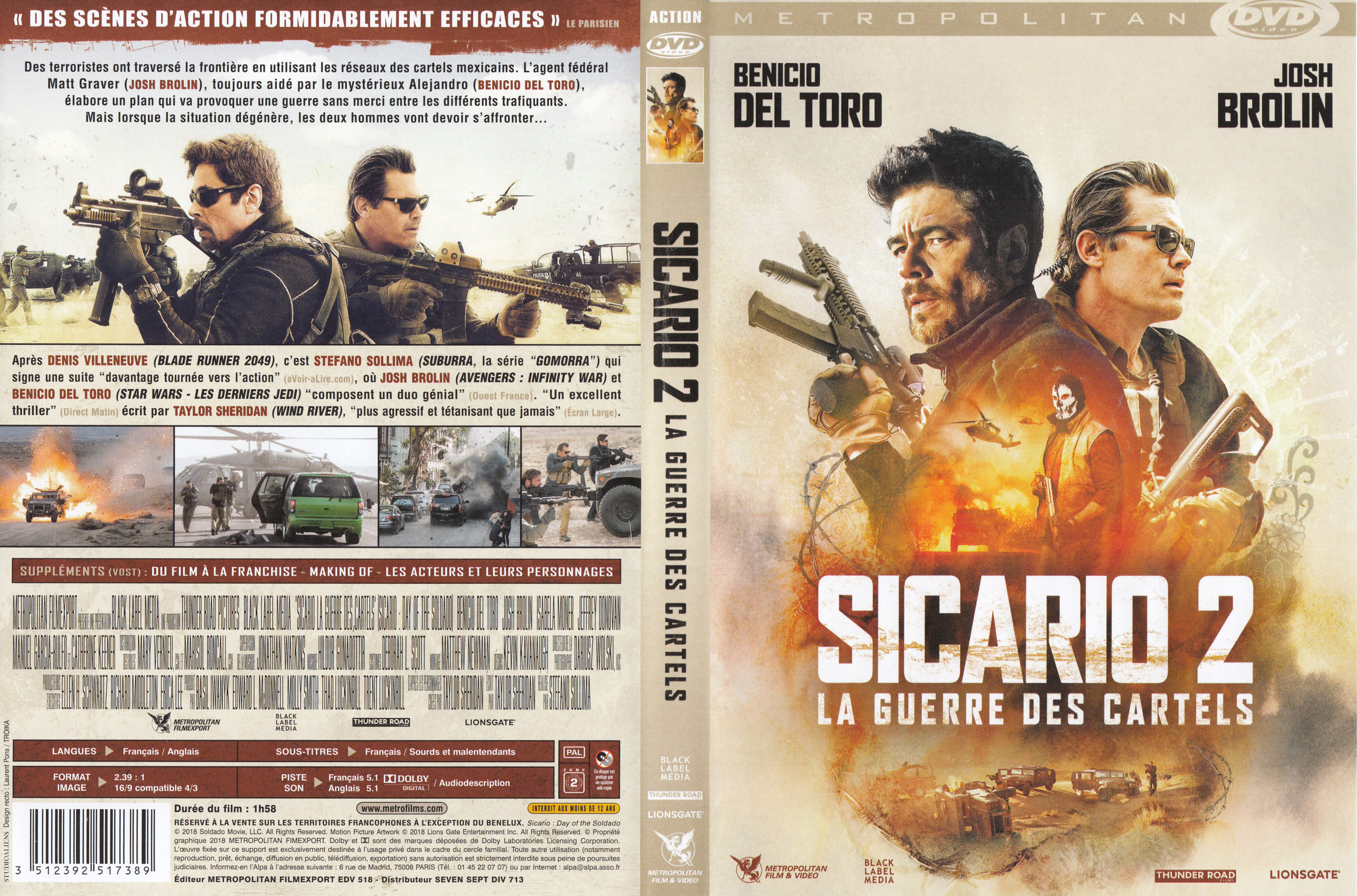 Jaquette DVD Sicario 2 La guerre des cartels