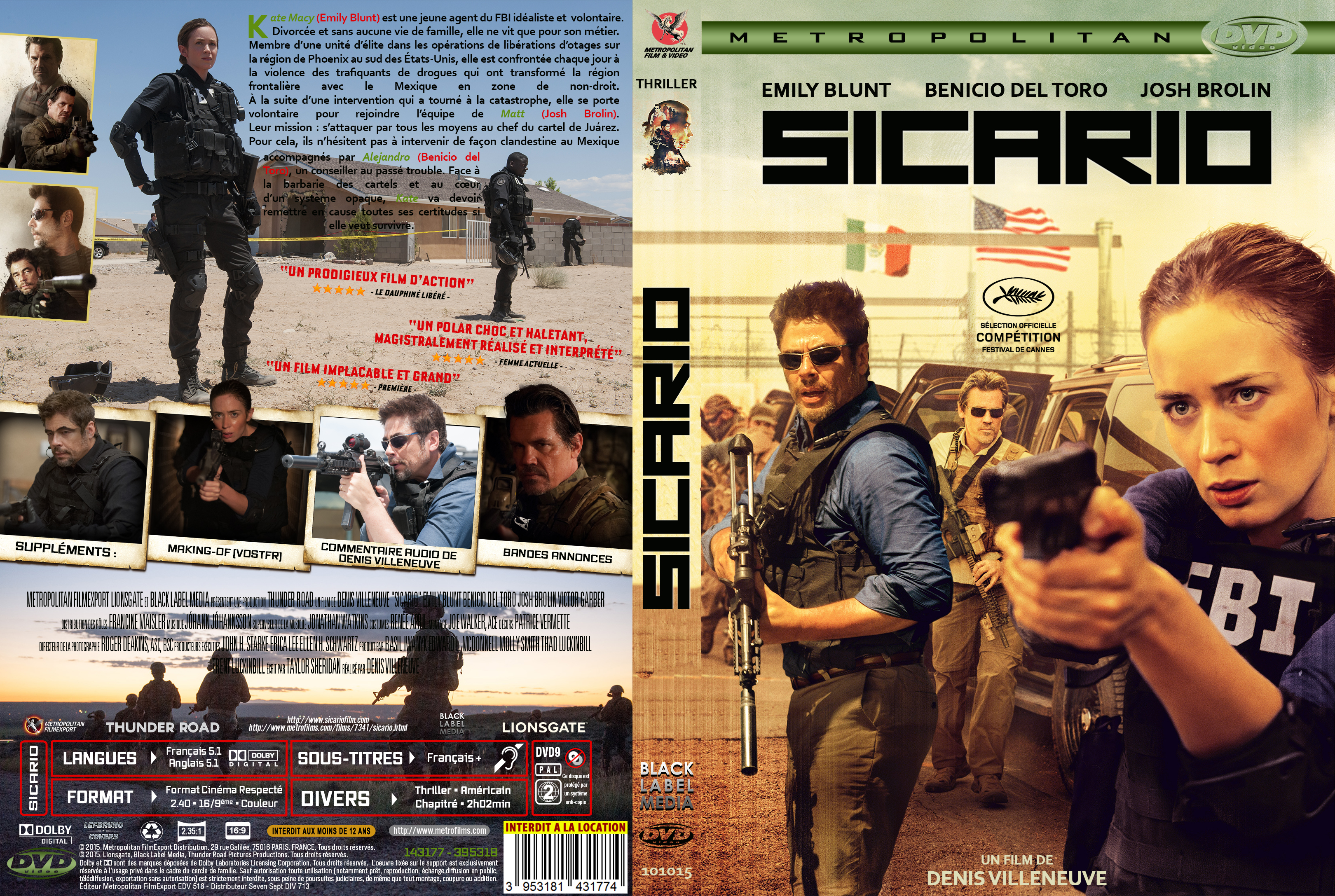 Jaquette DVD Sicario custom