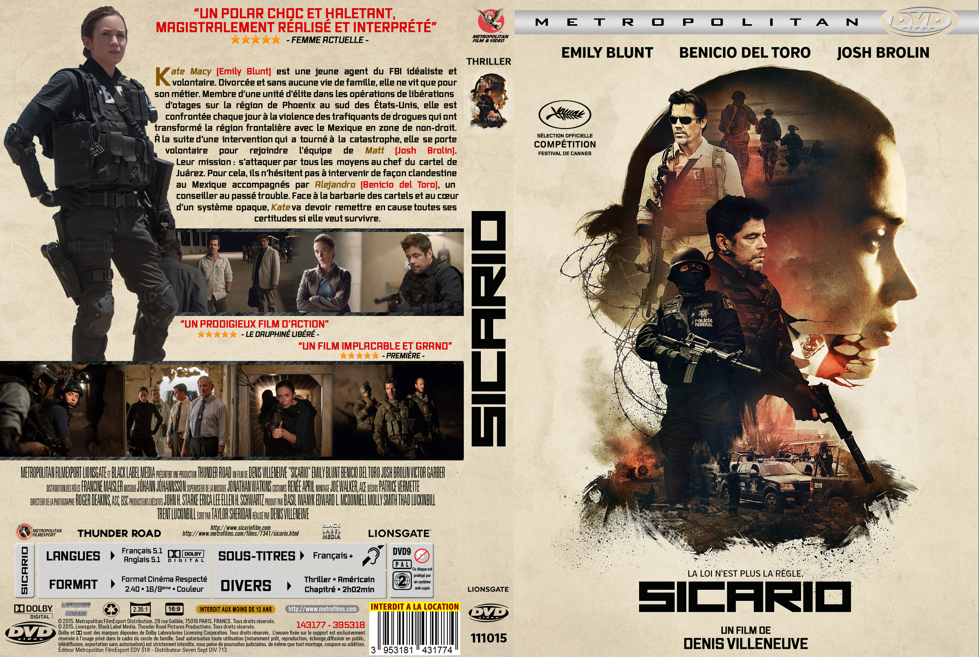 Jaquette DVD Sicario custom v2