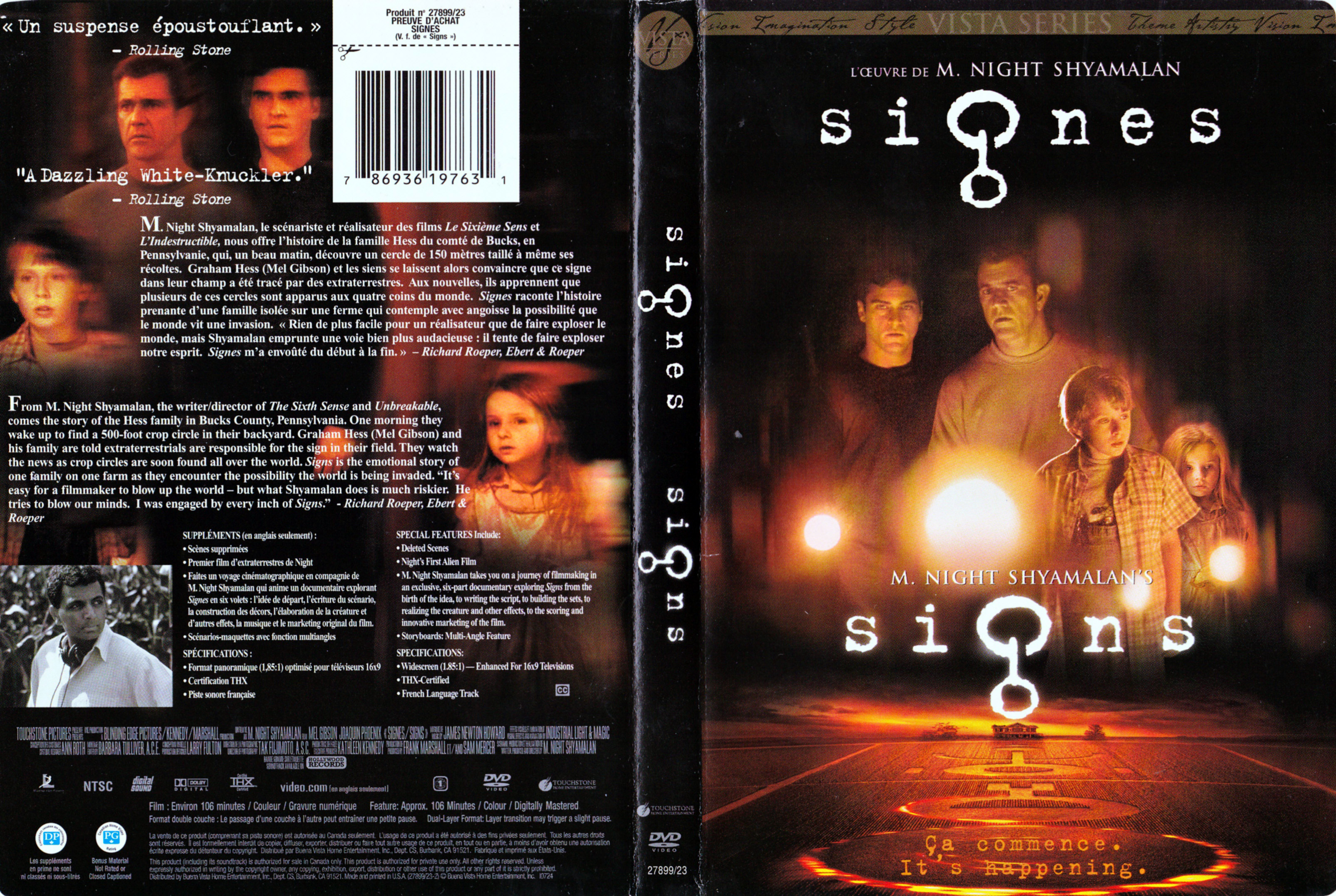 Jaquette DVD Signes - Signs (Canadienne)