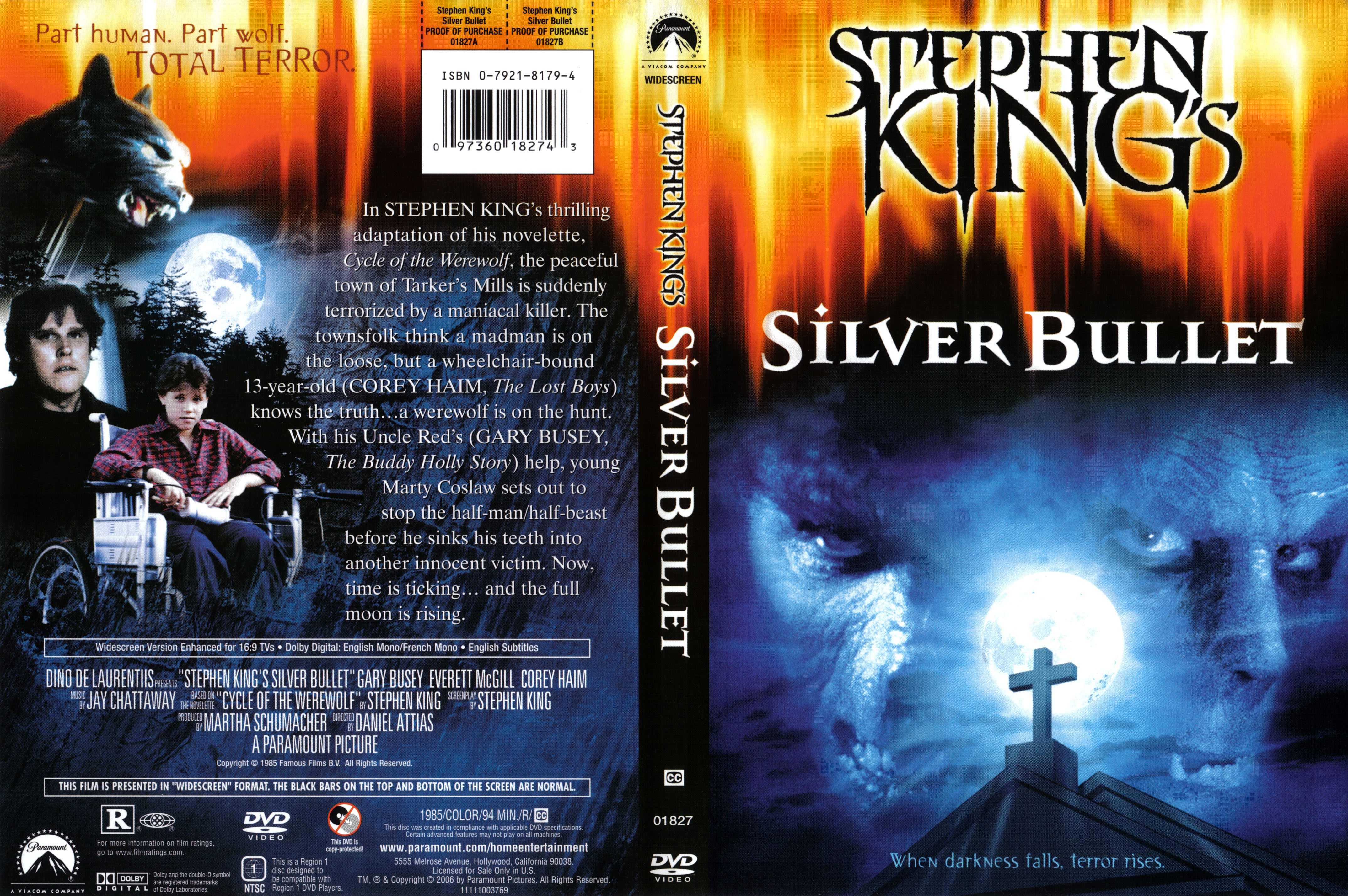 Jaquette DVD Silver bullet - Peur bleue (stephen king) Zone 1