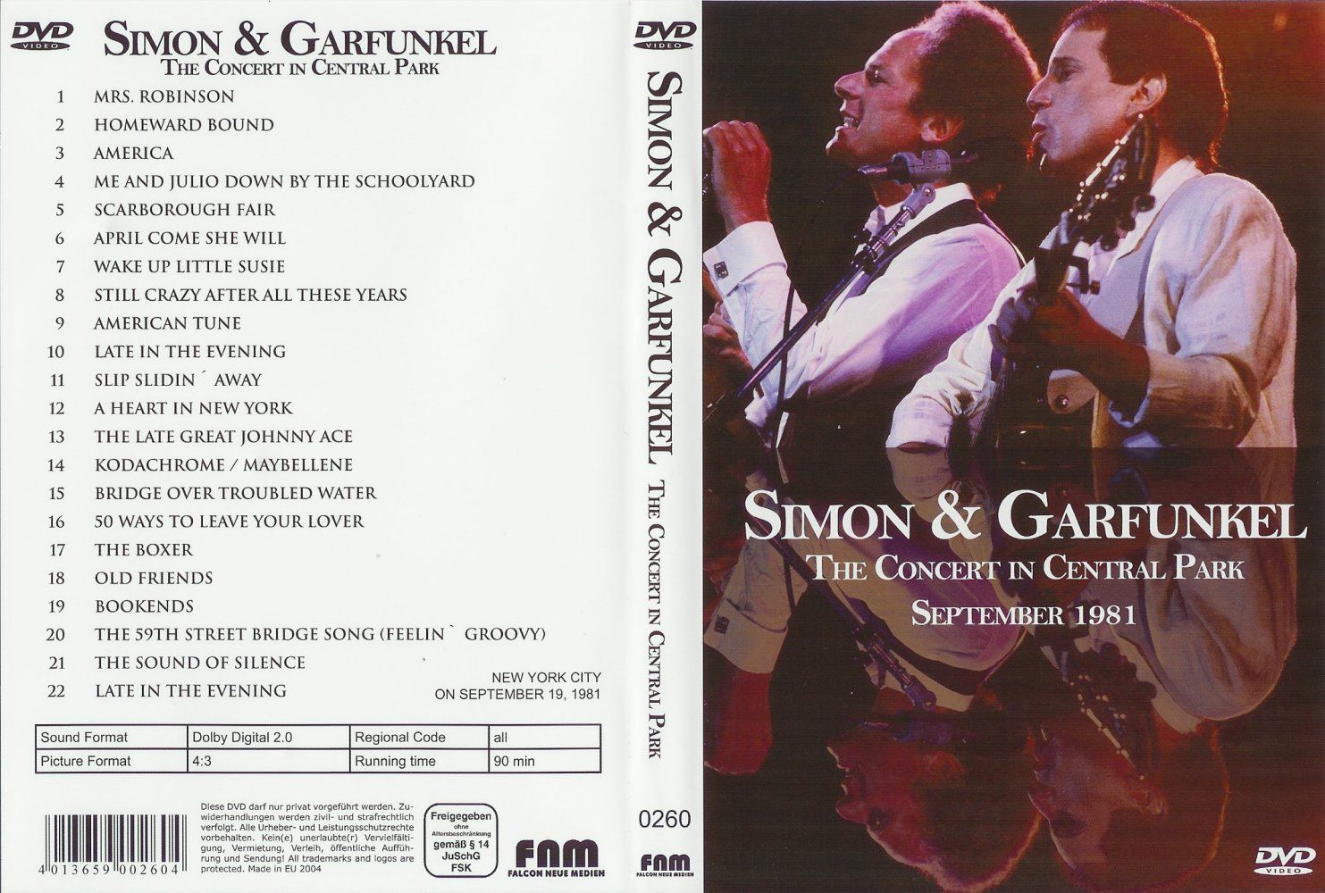 Jaquette DVD Simon and Garfunkel The Concert In Central Park