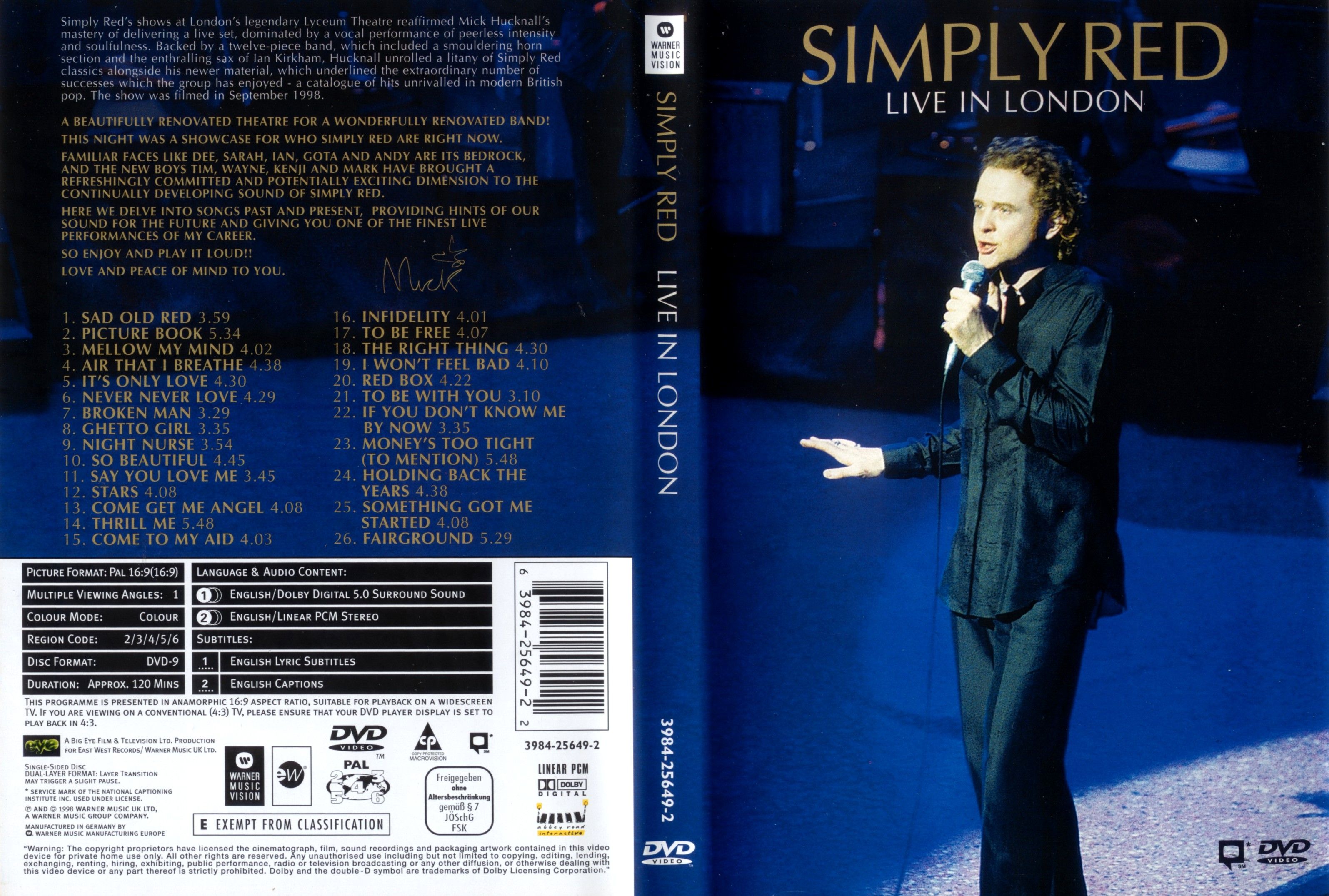 Jaquette DVD Simply Red - Live in London