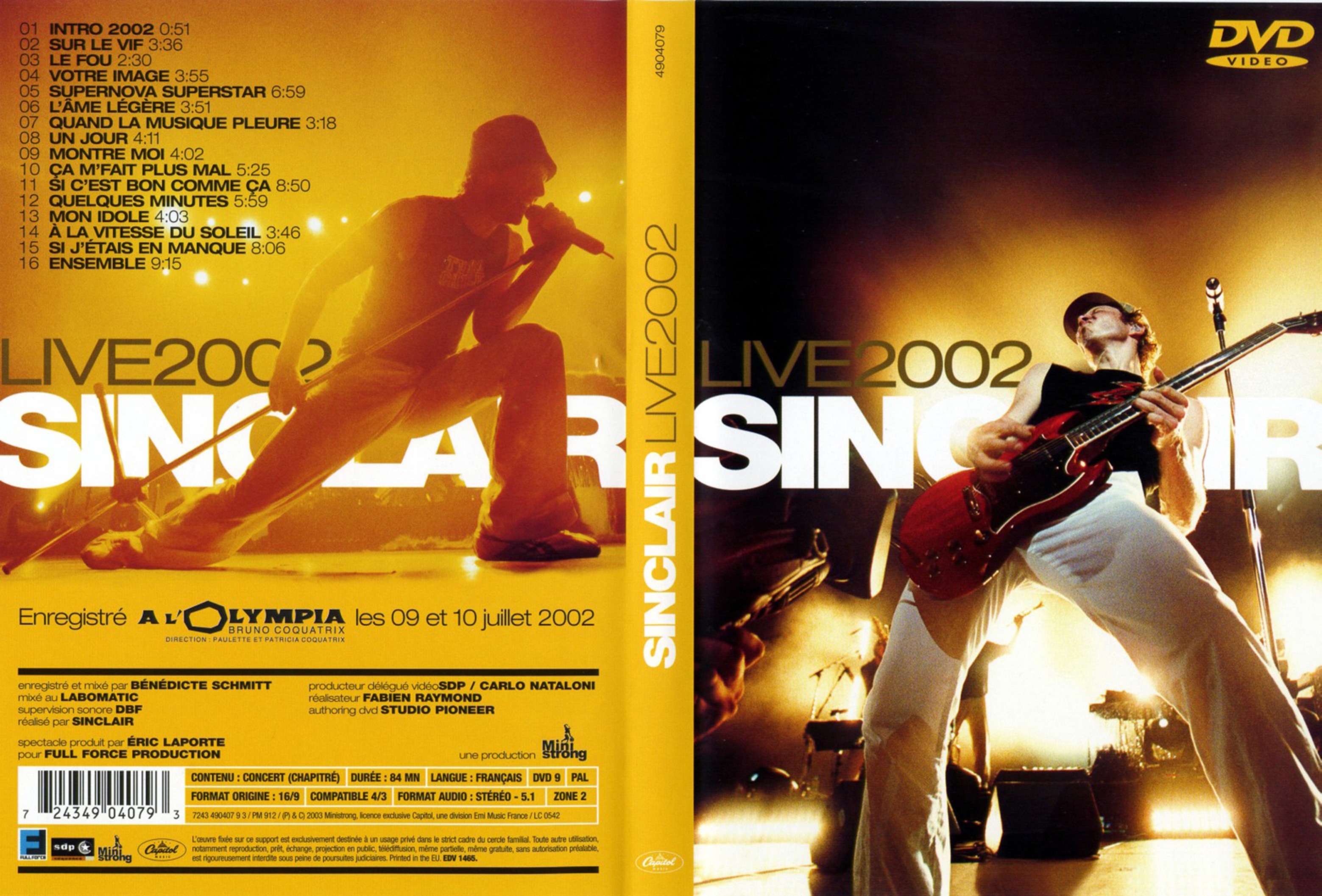 Jaquette DVD Sinclair Live 2002