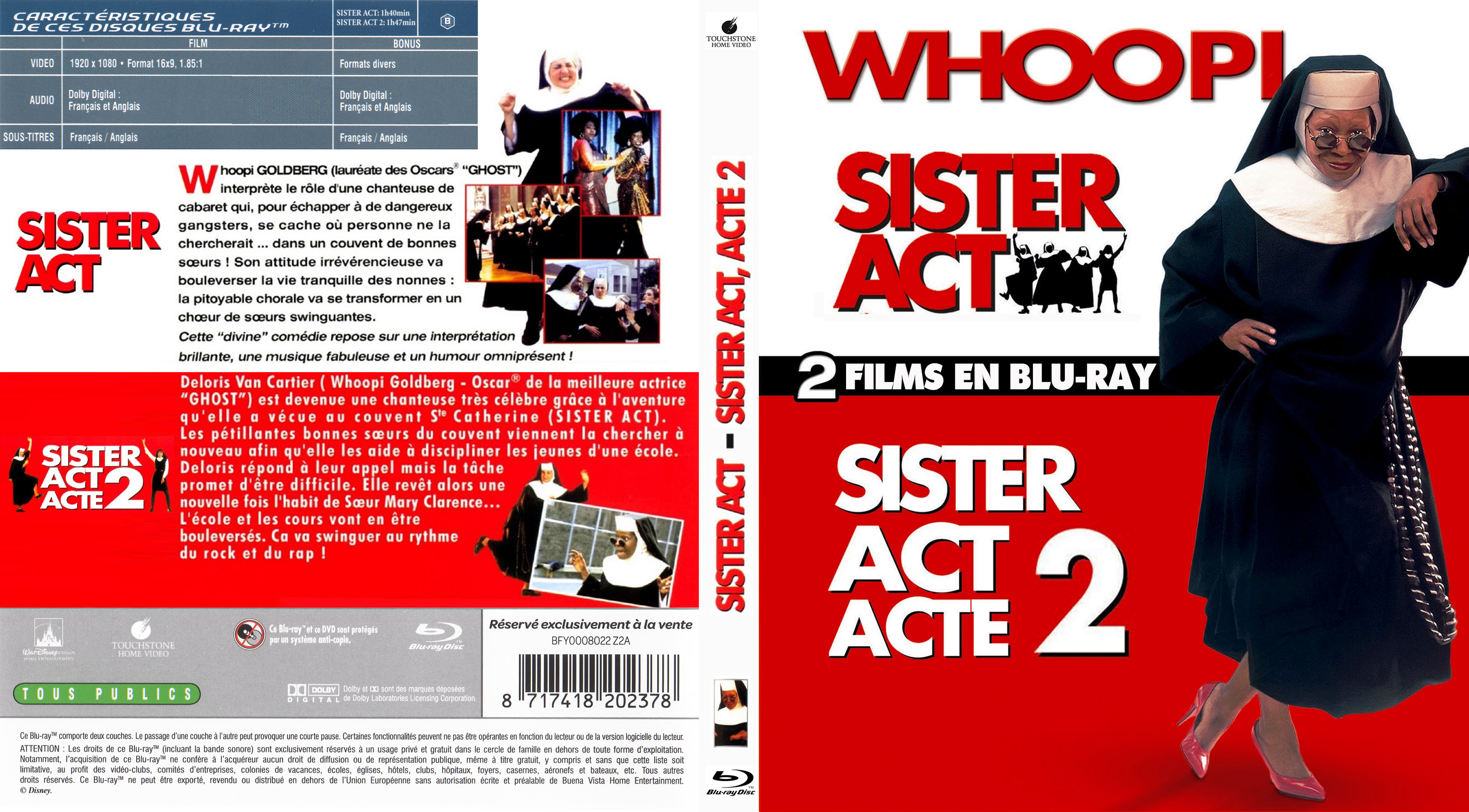 Jaquette DVD Sister act 1 et 2 (BLU-RAY) custom