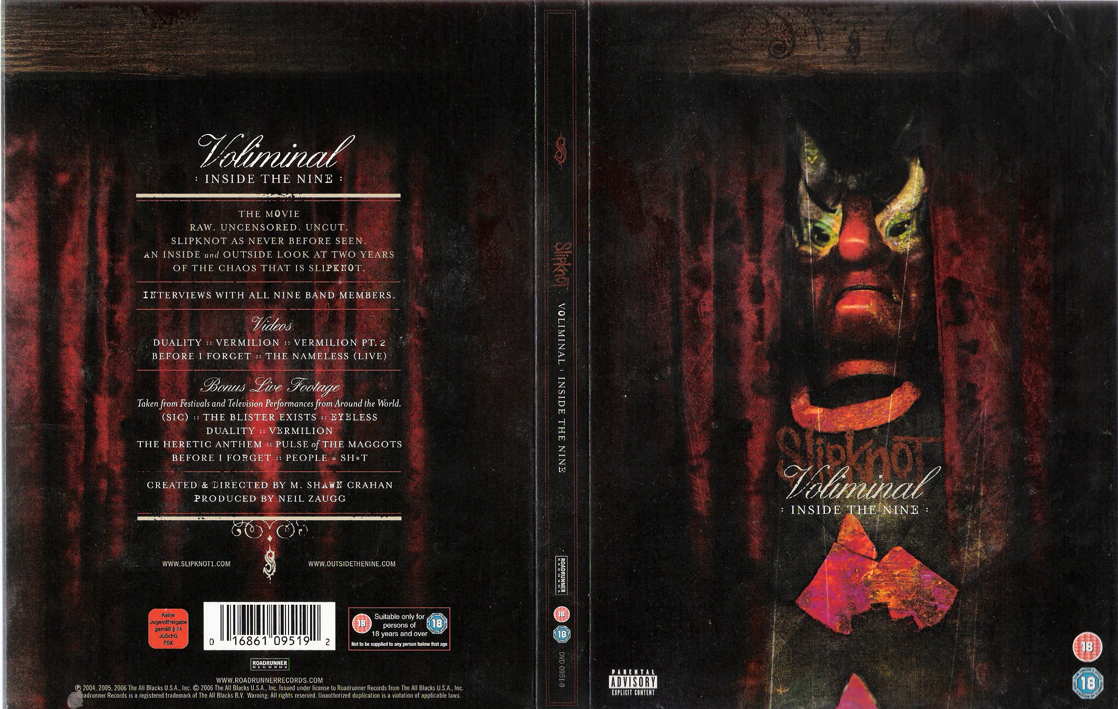 Jaquette DVD Slipknot voliminal inside the nine