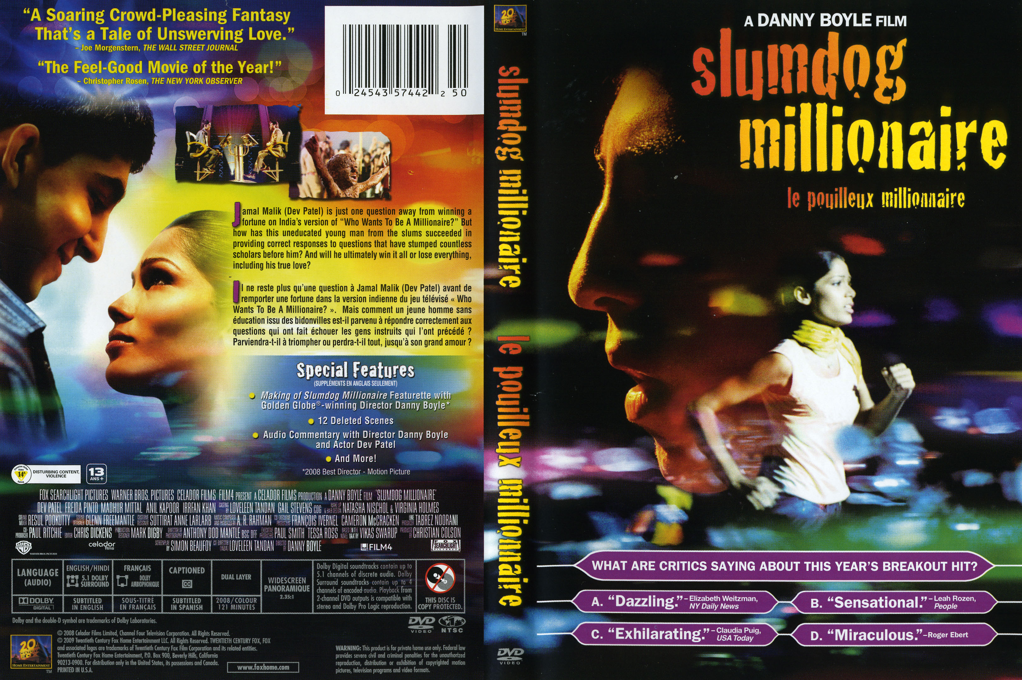 Jaquette DVD Slumdog millionaire - Le pouilleux millionnaire (Canadienne)