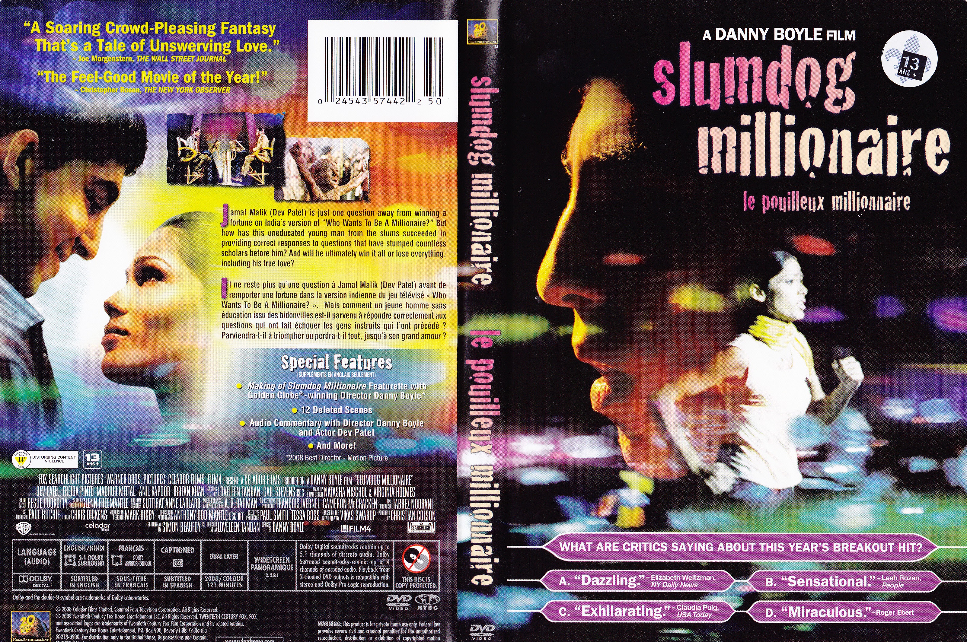 Jaquette DVD Slumdog millionaire - Le pouilleux millionnaire (Canadienne) v2