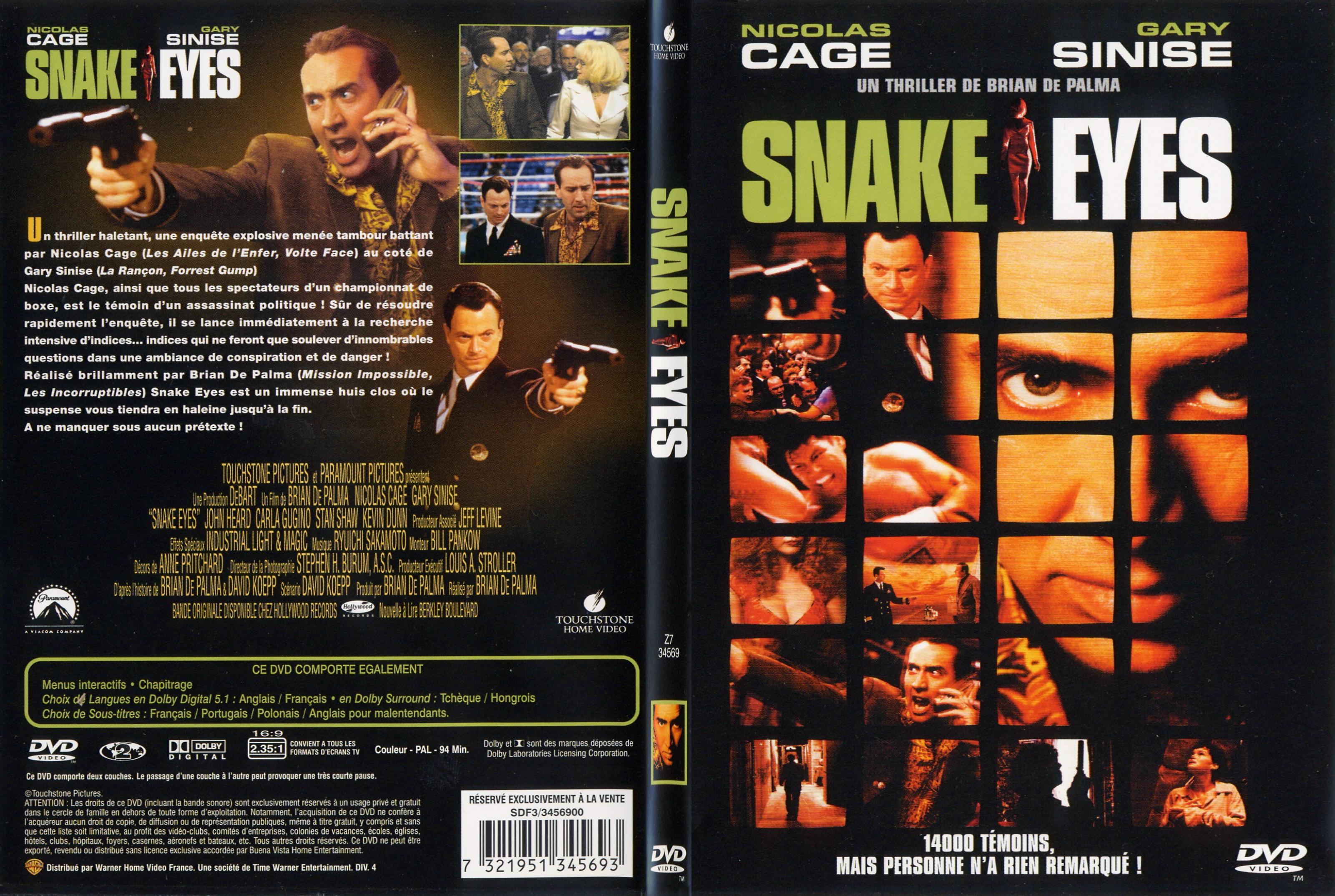 Jaquette DVD Snake eyes - SLIM