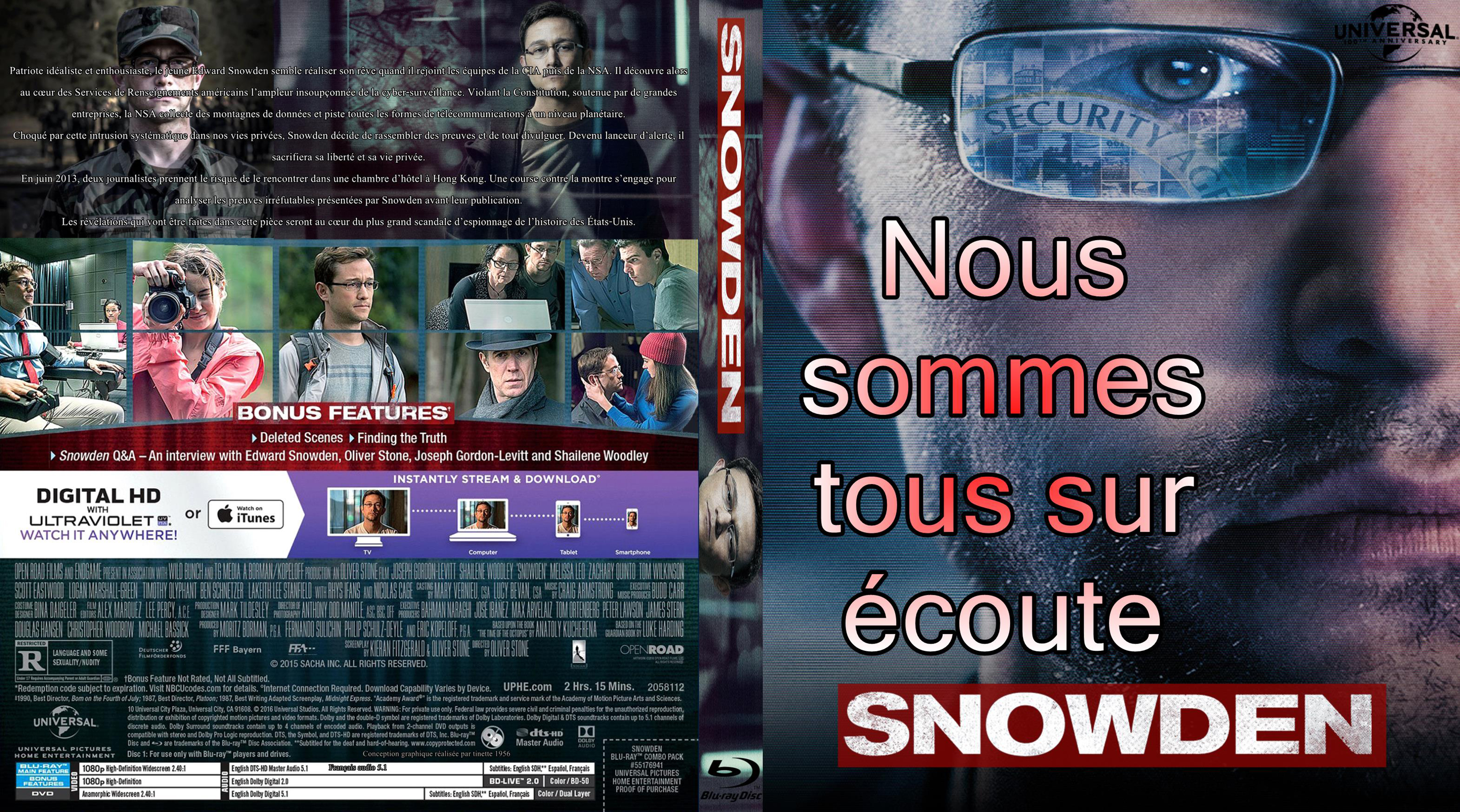 Jaquette DVD Snowden custom (BLU-RAY)