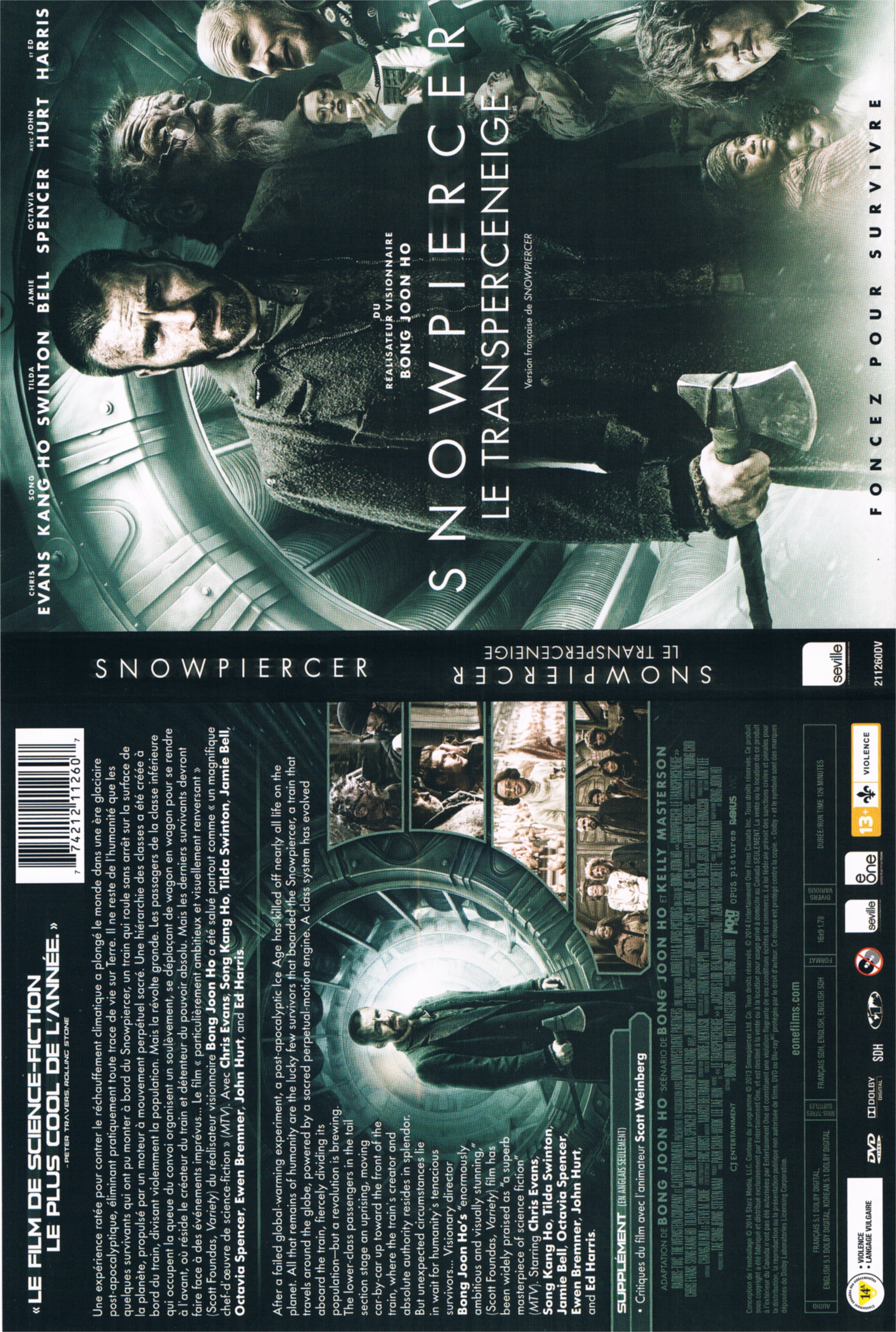 Jaquette DVD Snowpiercer, Le Transperceneige (Canadienne)