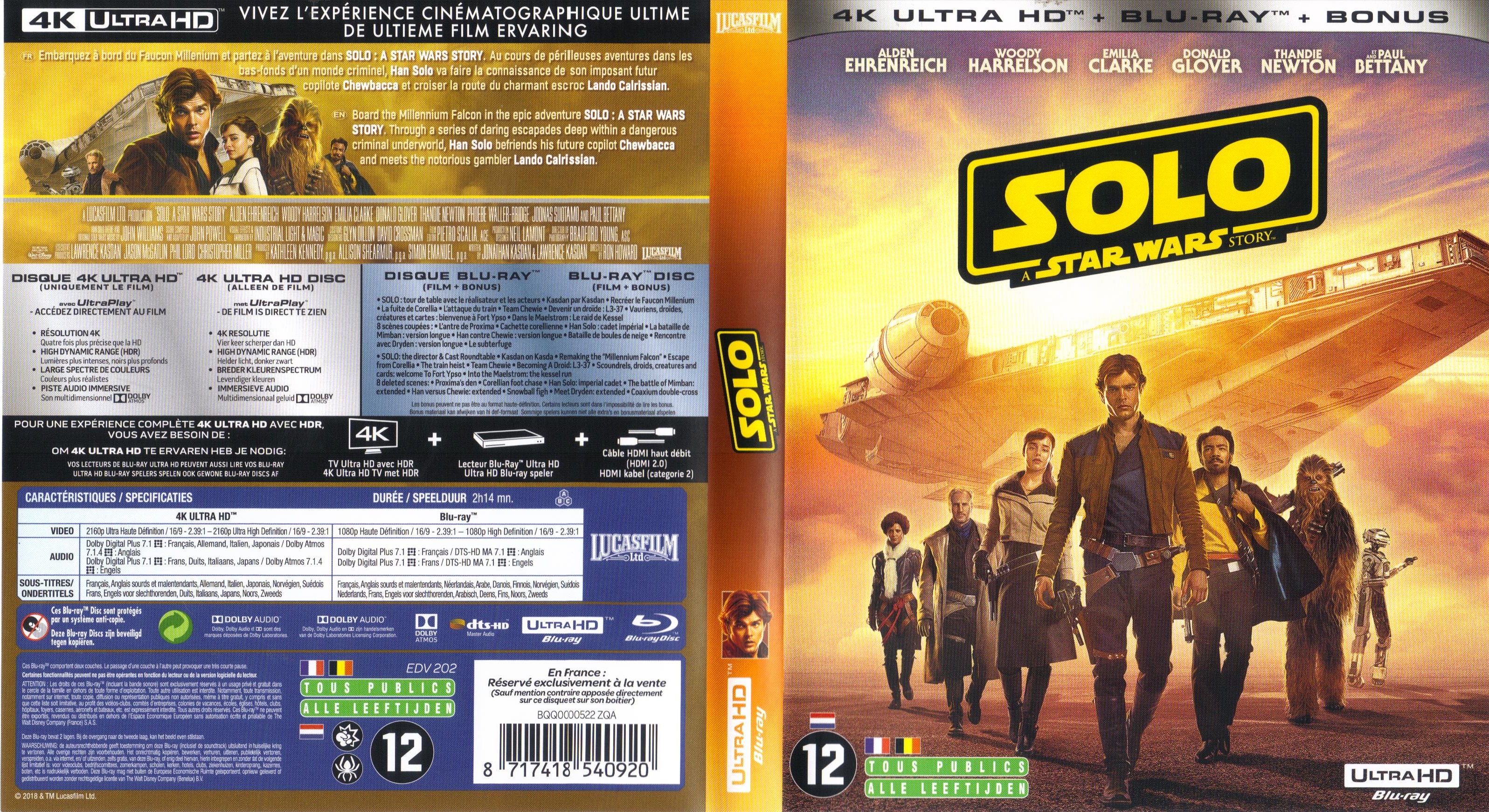 Jaquette DVD Solo: A Star Wars Story 4K (BLU-RAY)