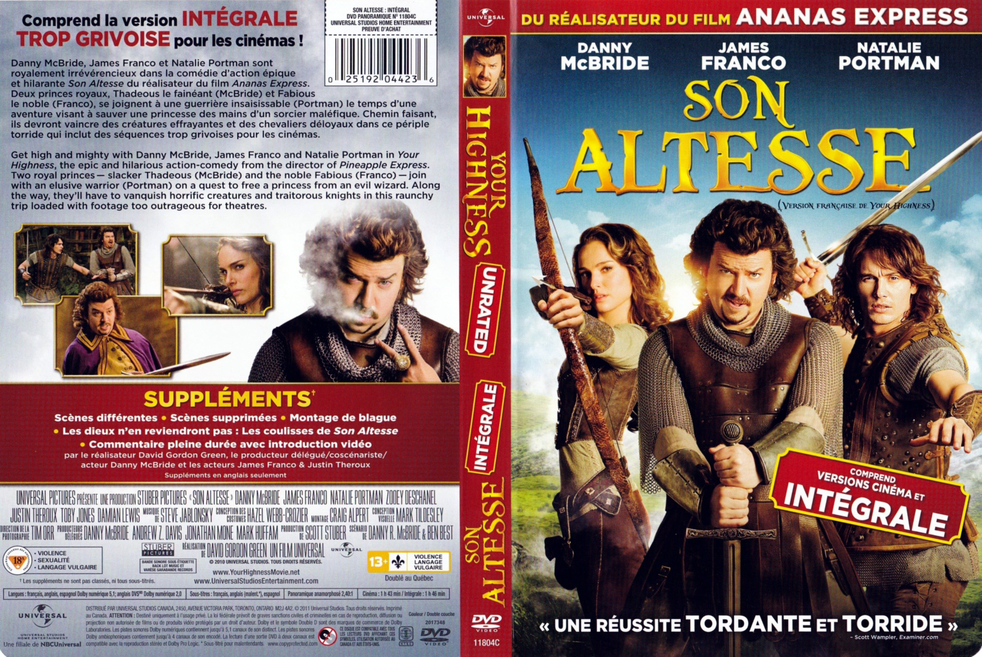 Jaquette DVD Son altesse - Your highness (Canadienne)