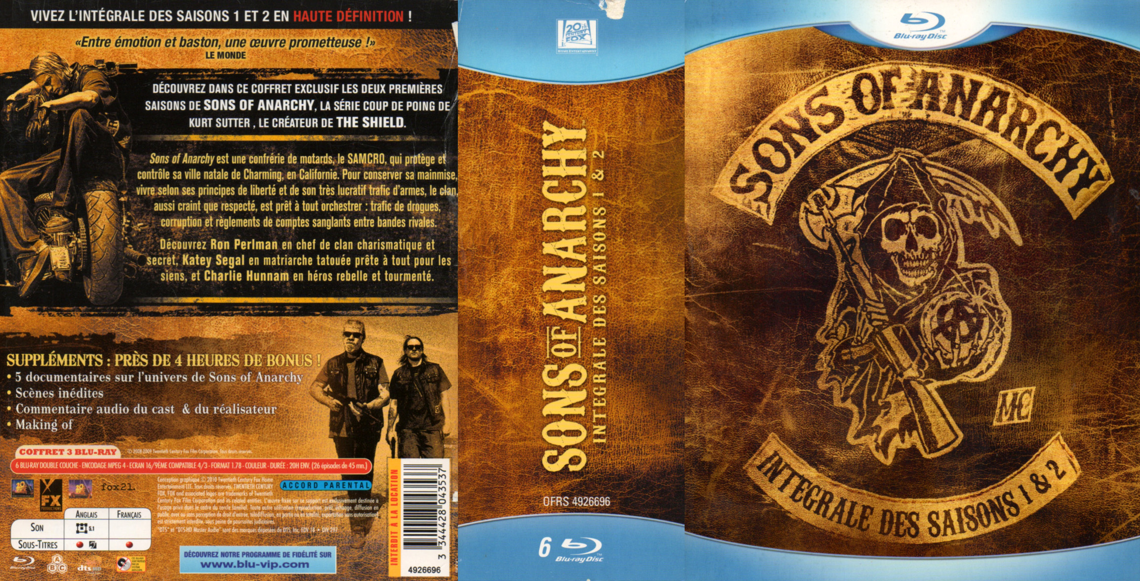 Jaquette DVD Sons of anarchy Saison 1-2 COFFRET (BLU-RAY)